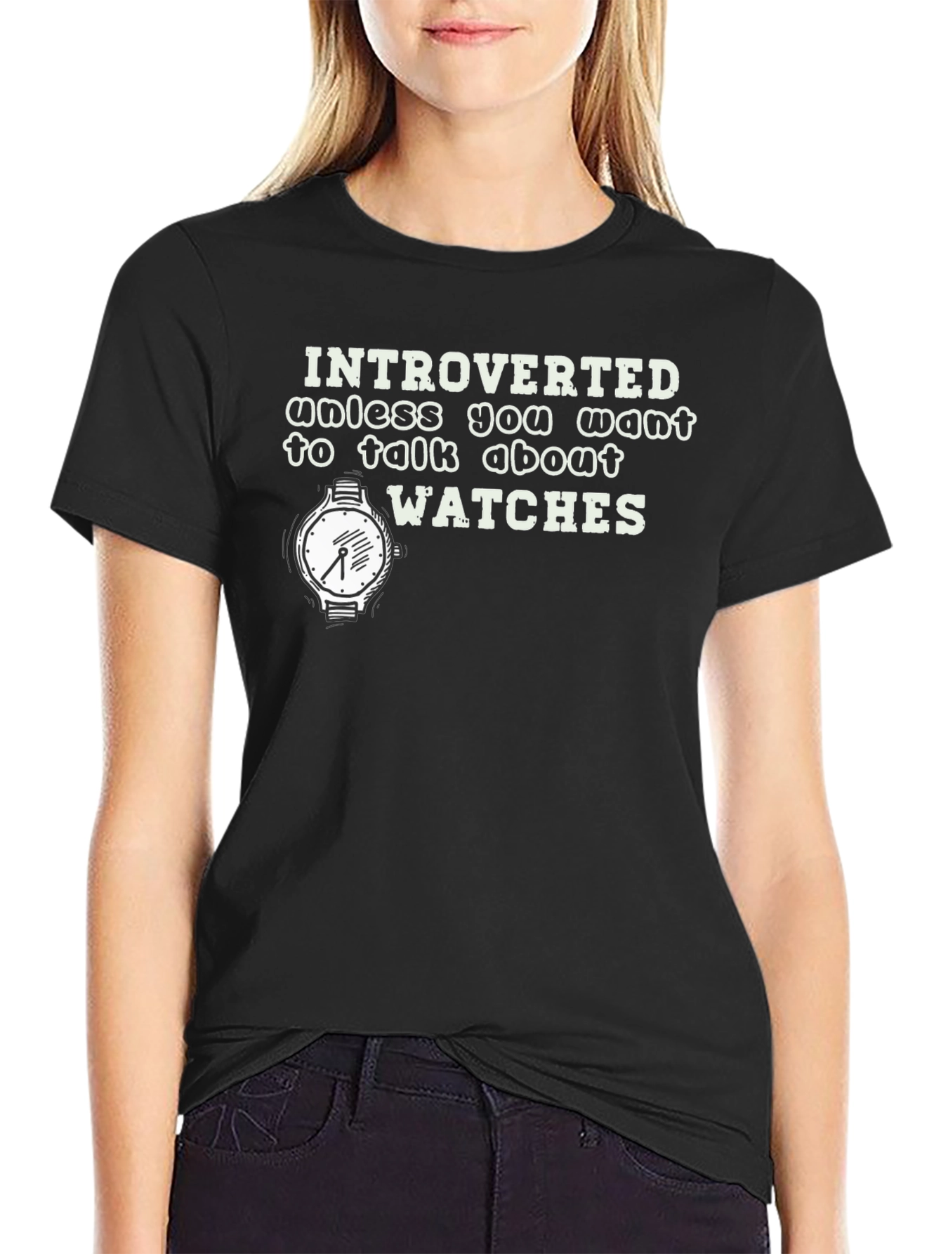 Introverted Watches Graphic Tee - Black Cotton T-Shirt
