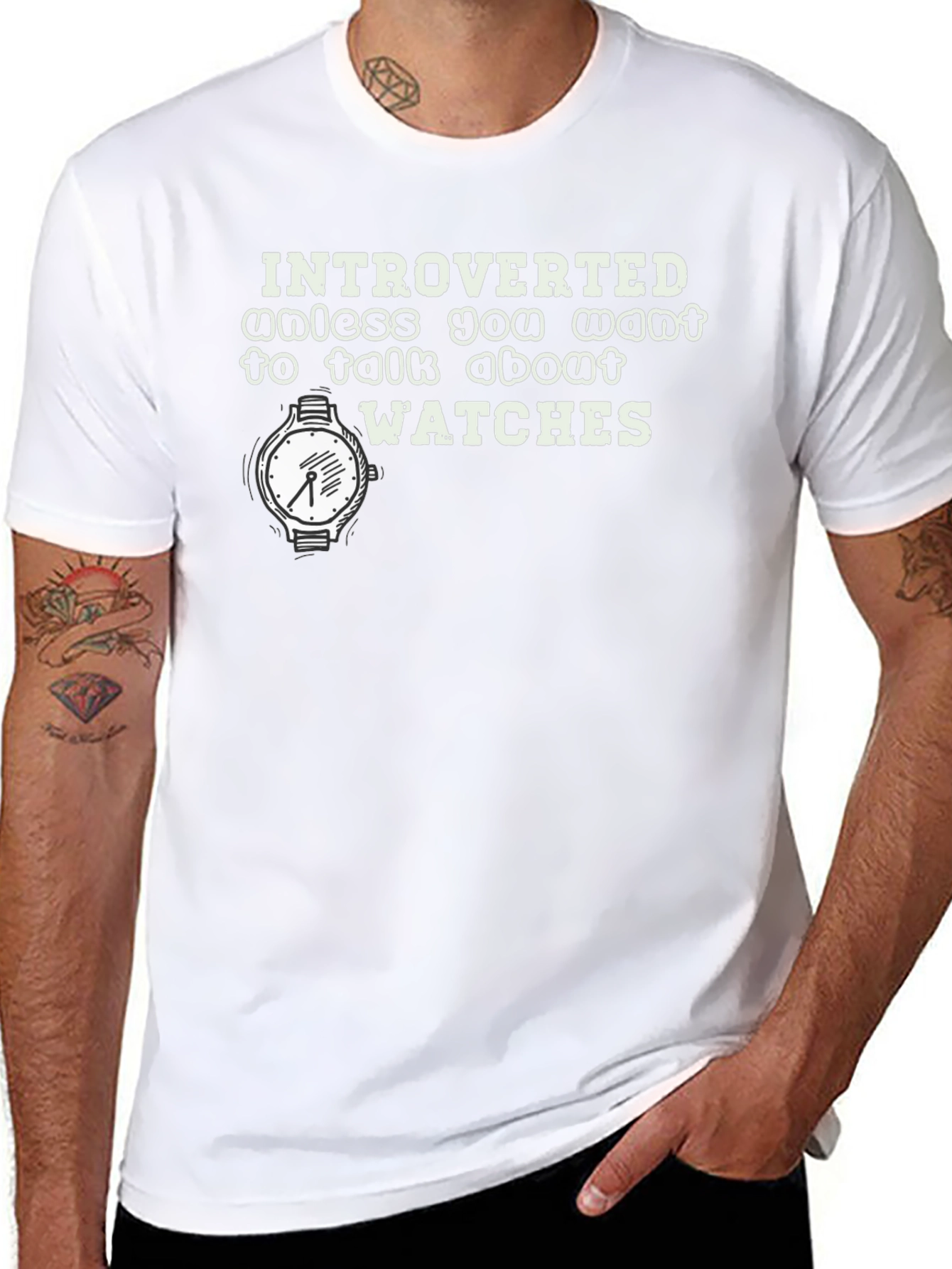 Introverted Watches Graphic Tee - Black Cotton T-Shirt