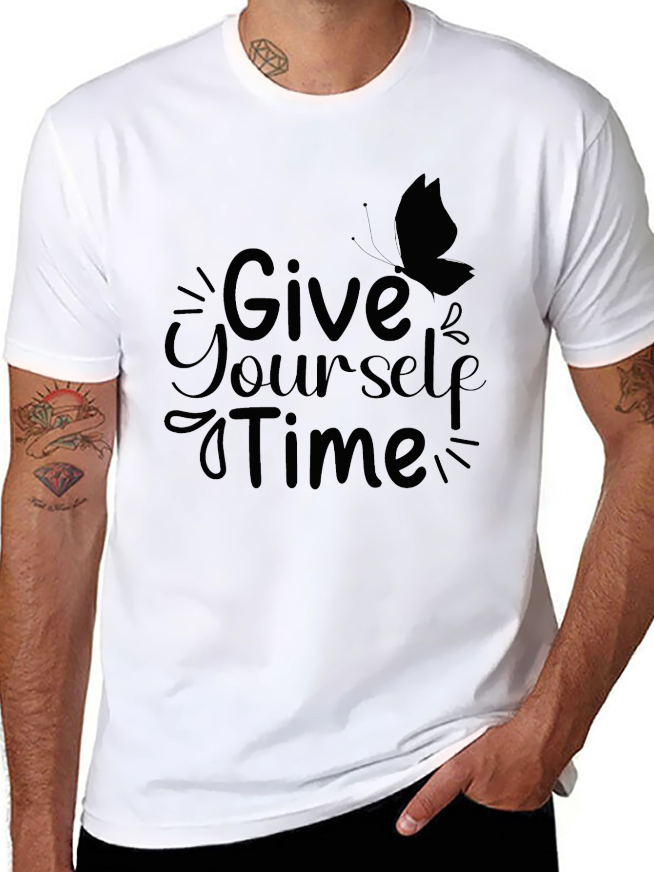 Give Yourself Time T-Shirt - Butterfly Design