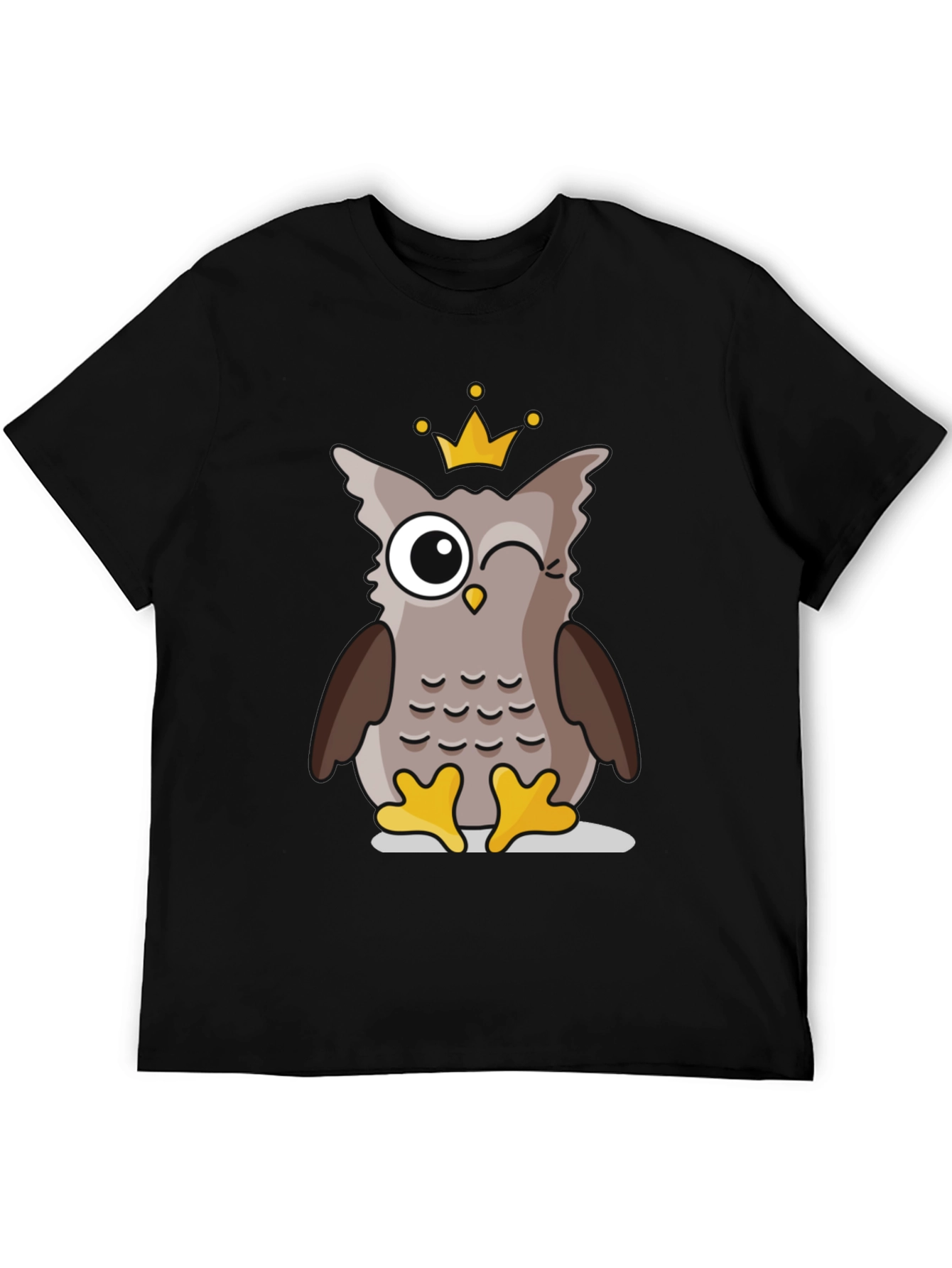 Cute Owl Prince Black T-Shirt