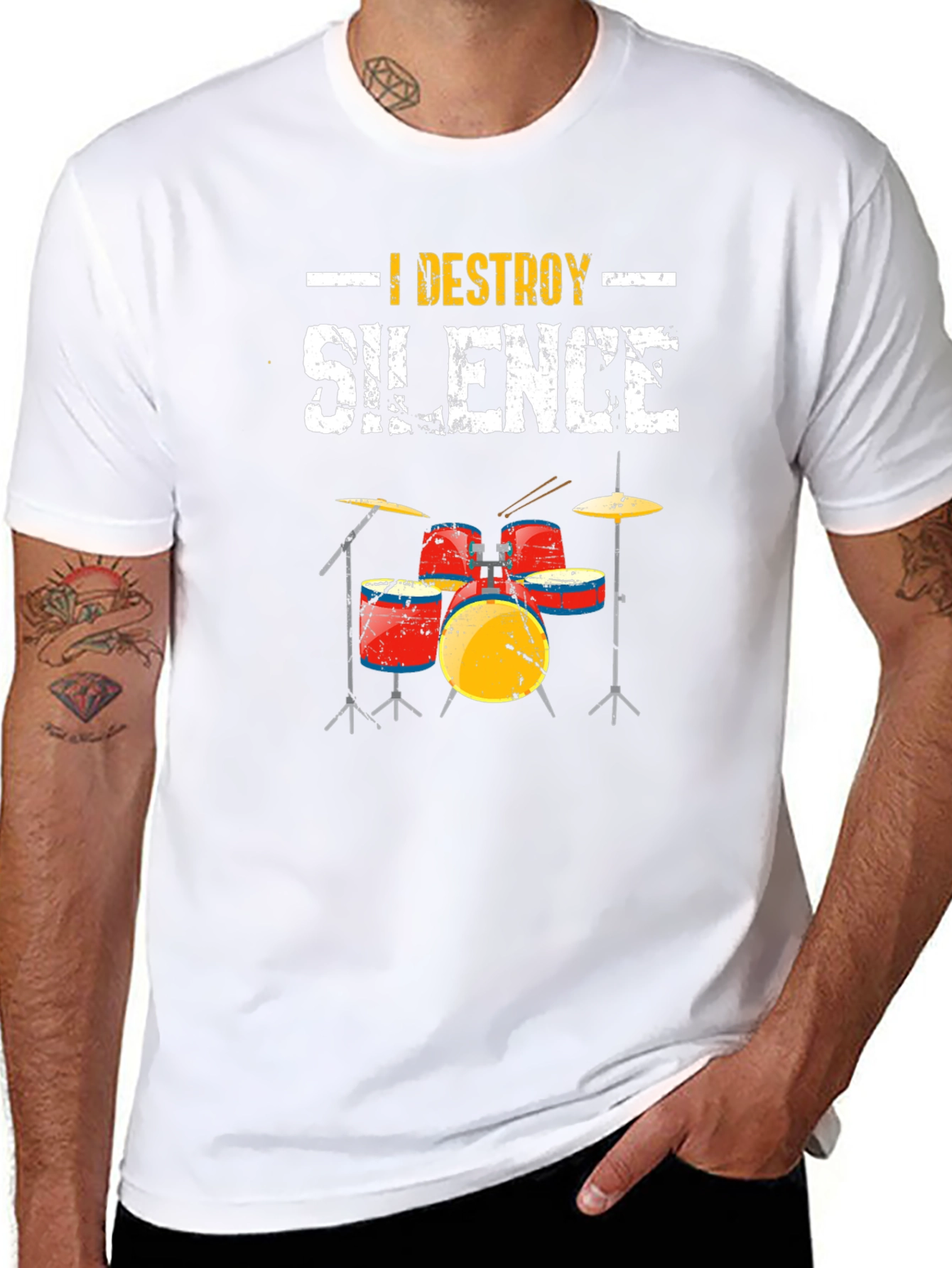 I Destroy Silence Drummer T-Shirt - Music Lover