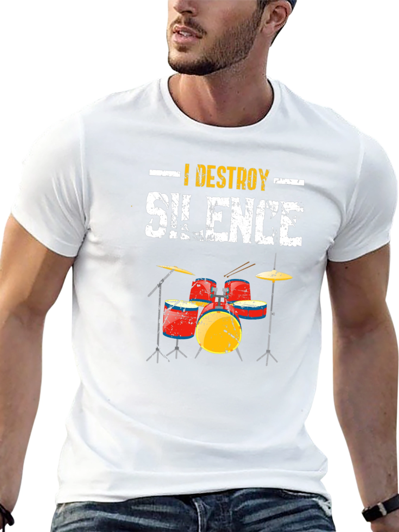 I Destroy Silence Drummer T-Shirt - Music Lover