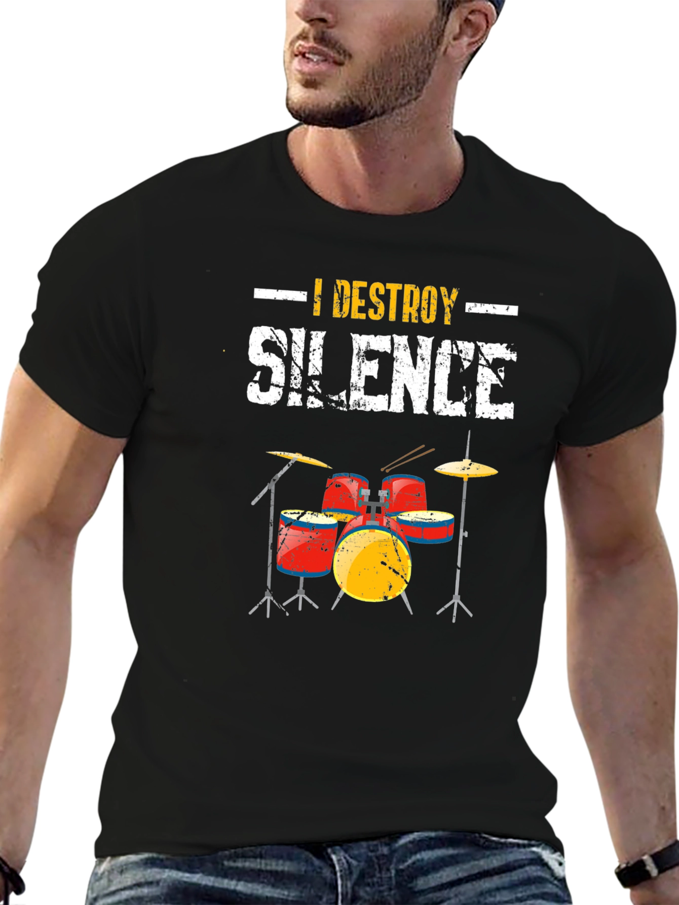I Destroy Silence Drummer T-Shirt - Music Lover