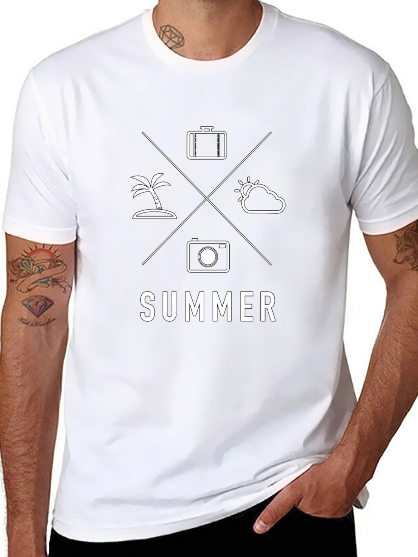 Summer Vacation Graphic Tee - Black Short Sleeve