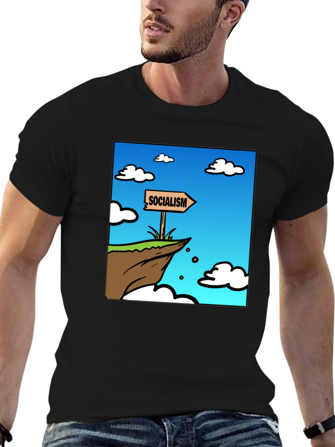 Socialism Cliff Edge Graphic Tee - Mens Black T-Shirt