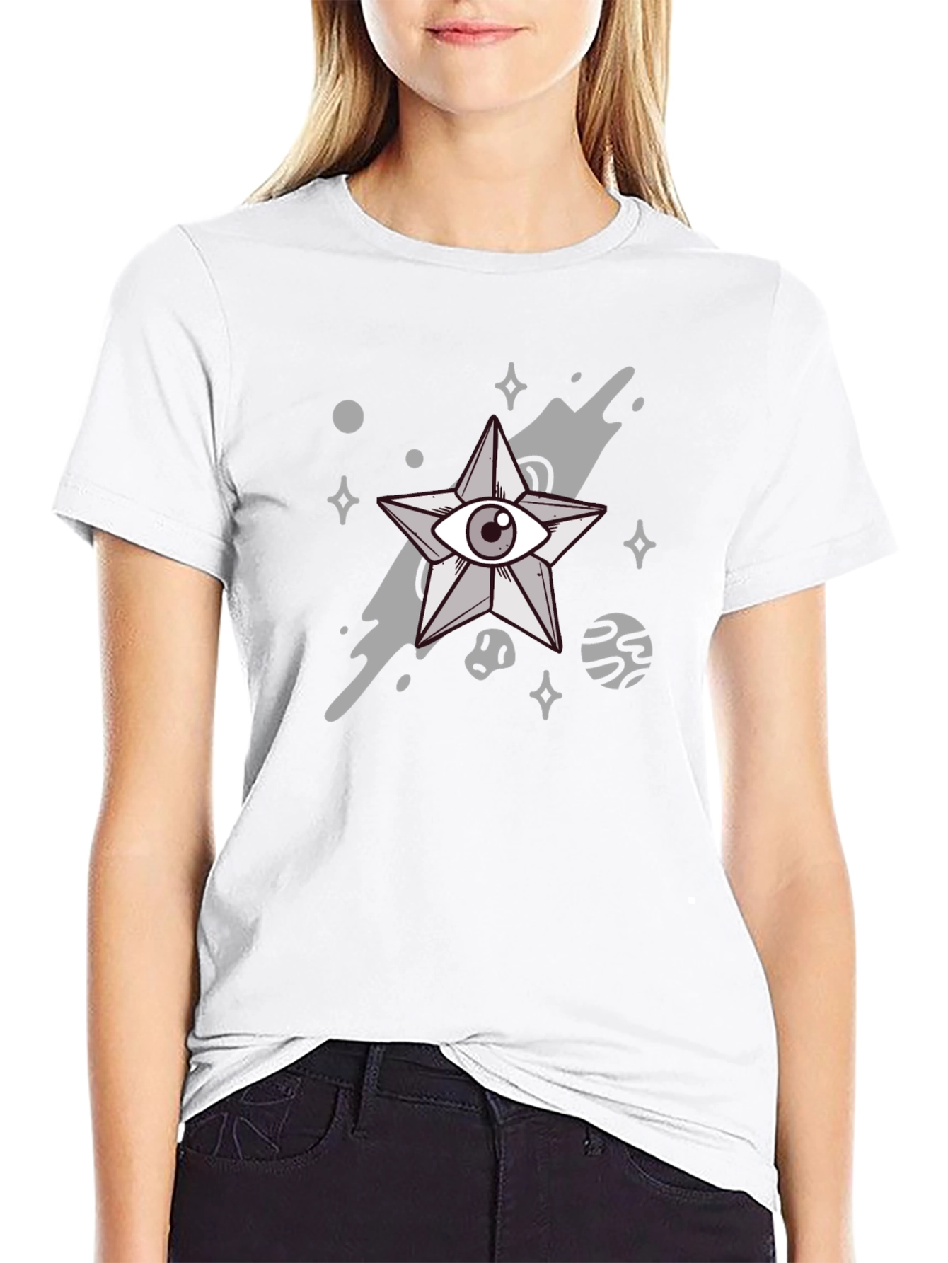 Cosmic Eye Star Graphic Black Tee