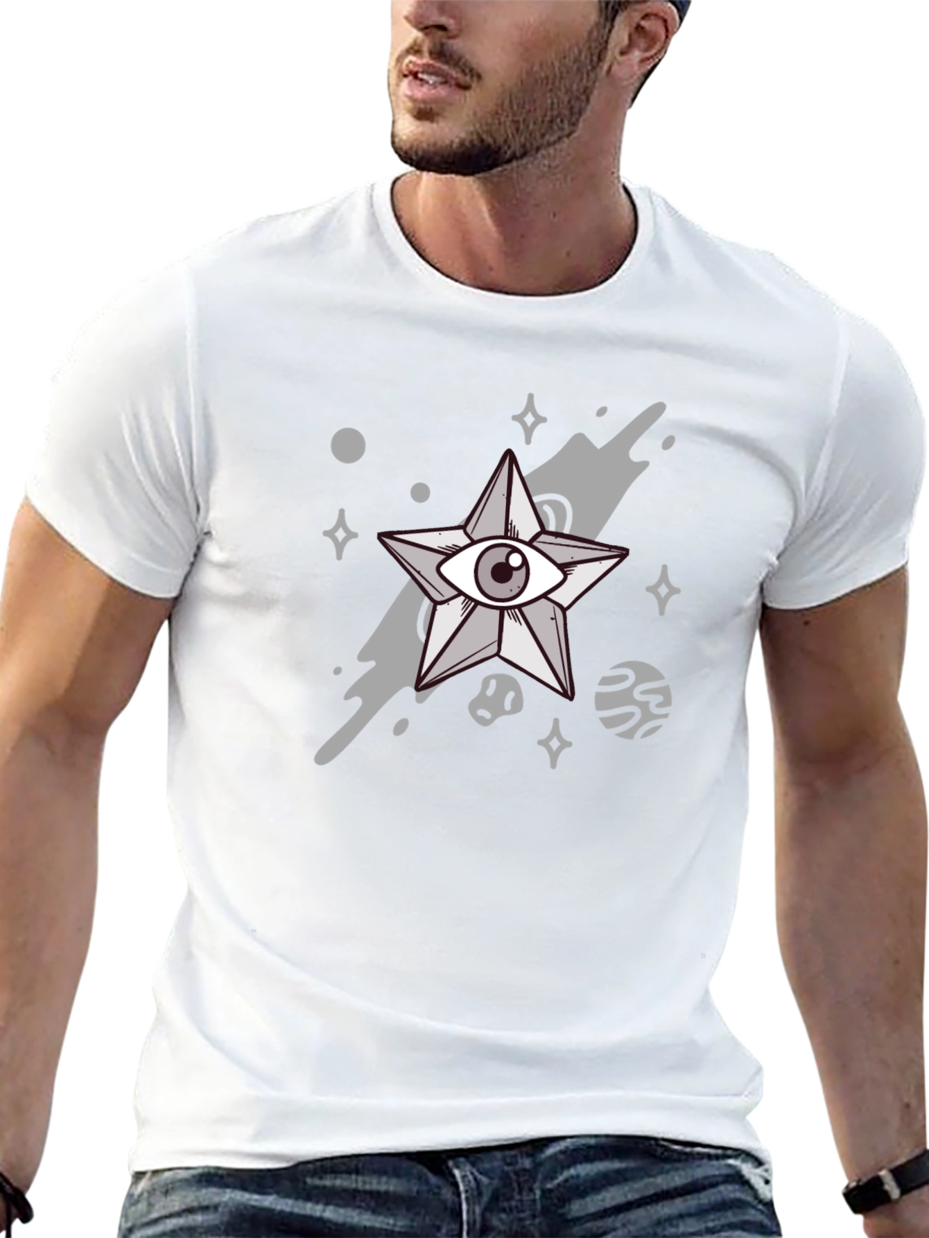 Cosmic Eye Star Graphic Black Tee