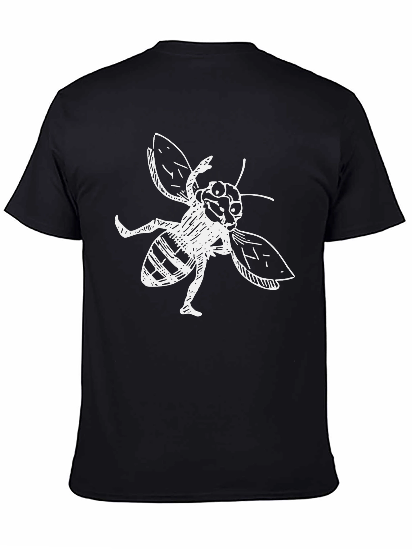 Cartoon Bee Graphic Black T-Shirt