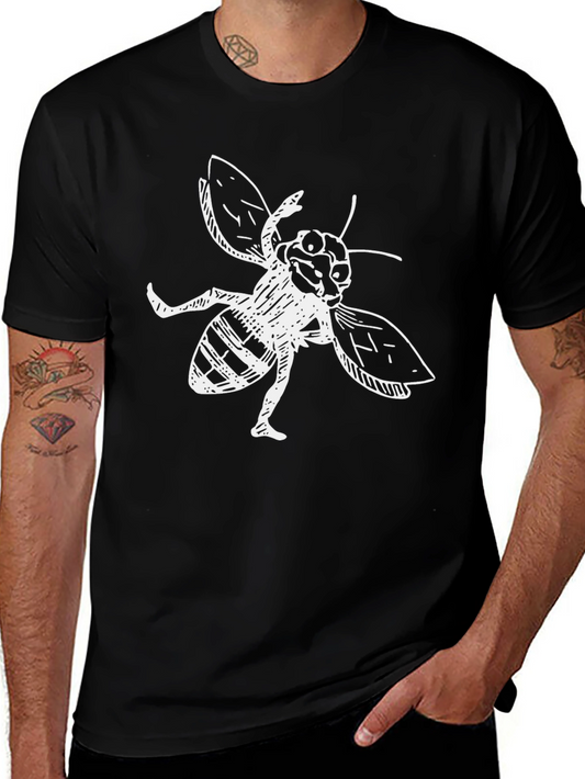 Cartoon Bee Graphic Black T-Shirt