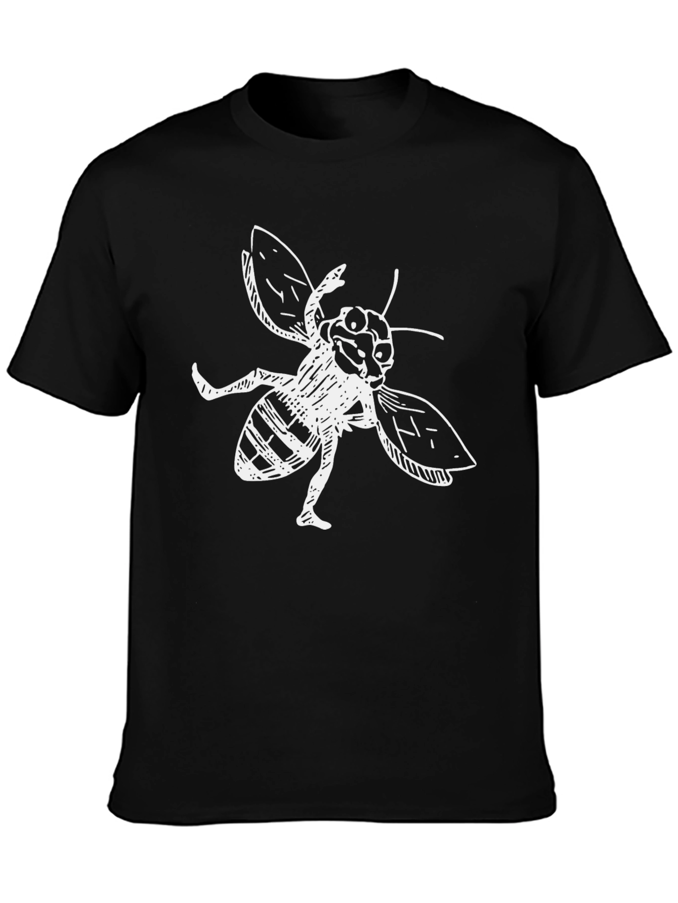 Cartoon Bee Graphic Black T-Shirt