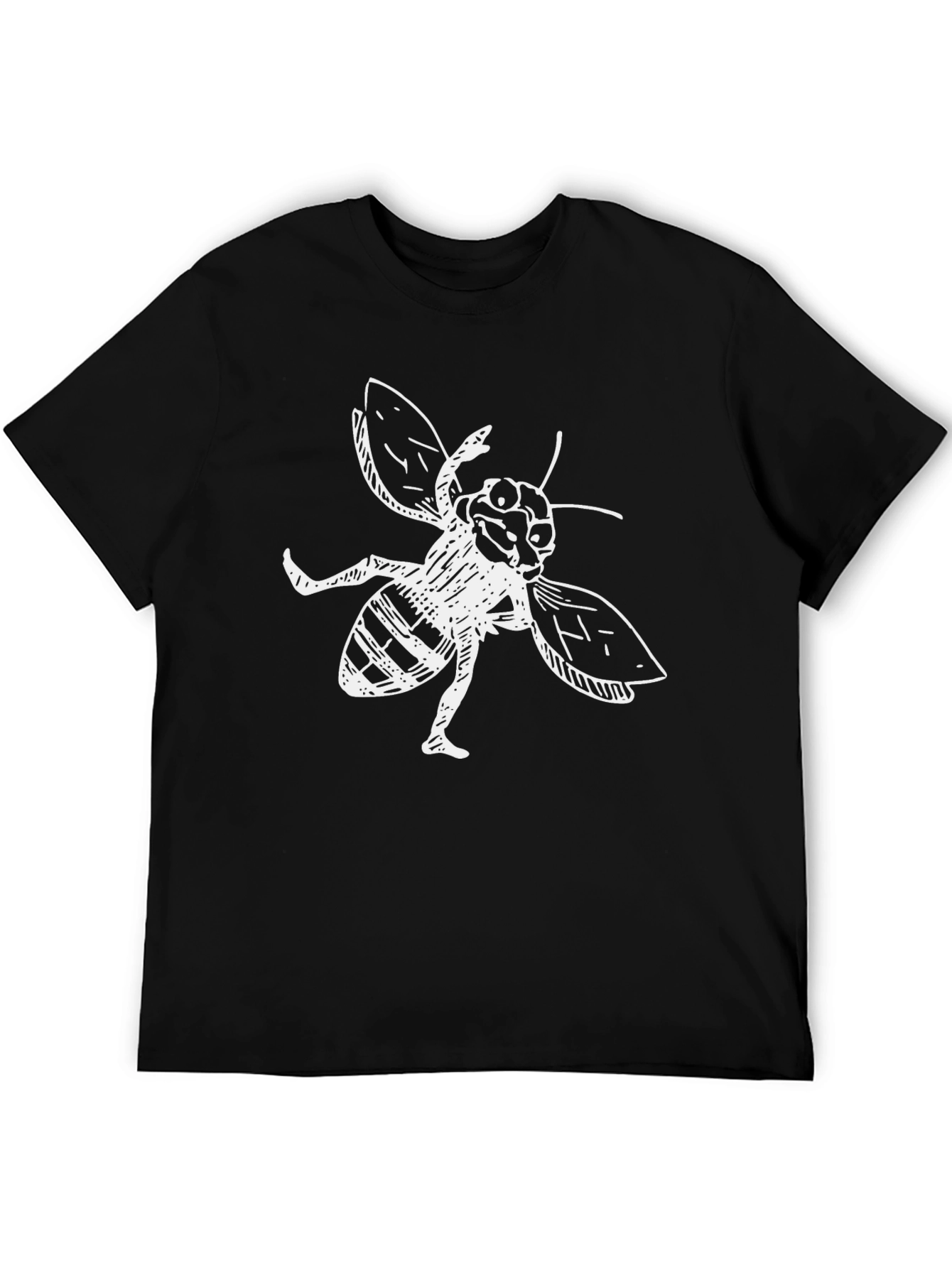 Cartoon Bee Graphic Black T-Shirt