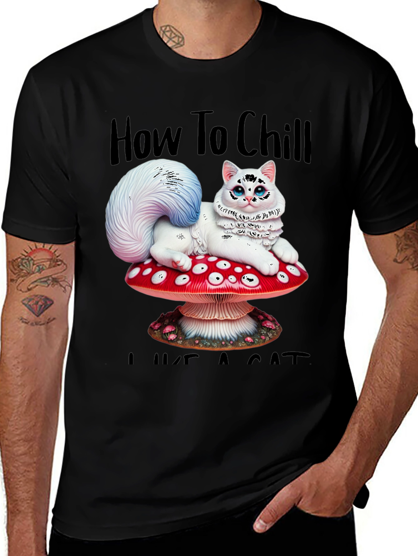 Chill Like a Cat Tee - Mushroom Cat T-Shirt