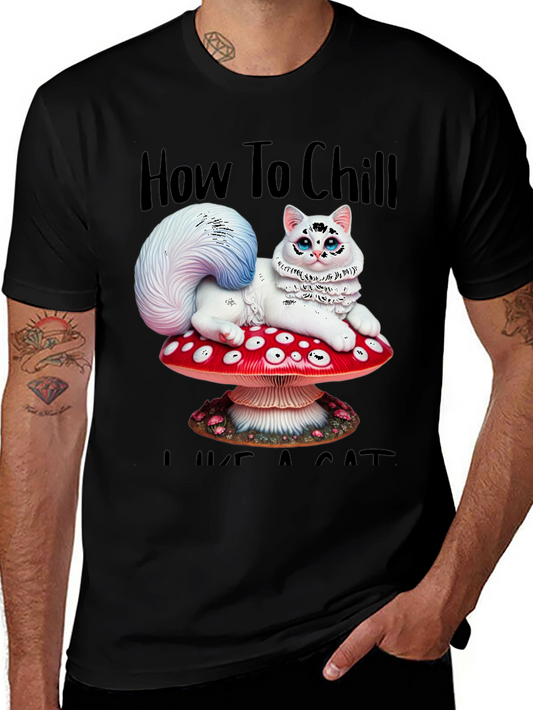 Chill Like a Cat Tee - Mushroom Cat T-Shirt