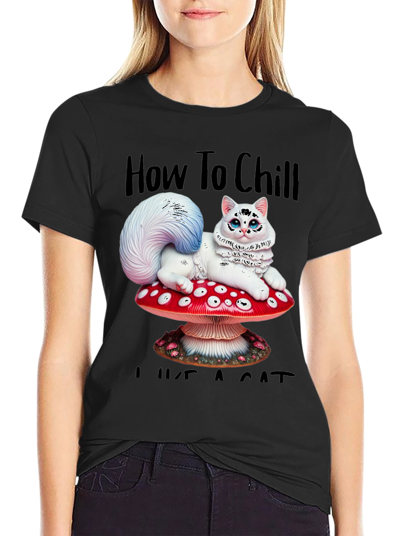 Chill Like a Cat Tee - Mushroom Cat T-Shirt