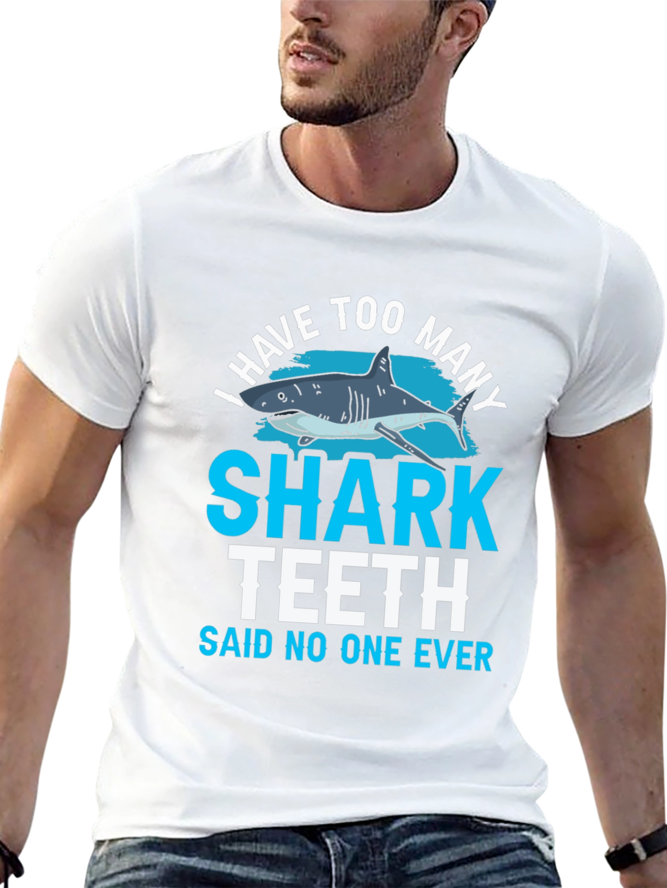 Shark Teeth Graphic T-Shirt - Funny Shark Lover Tee