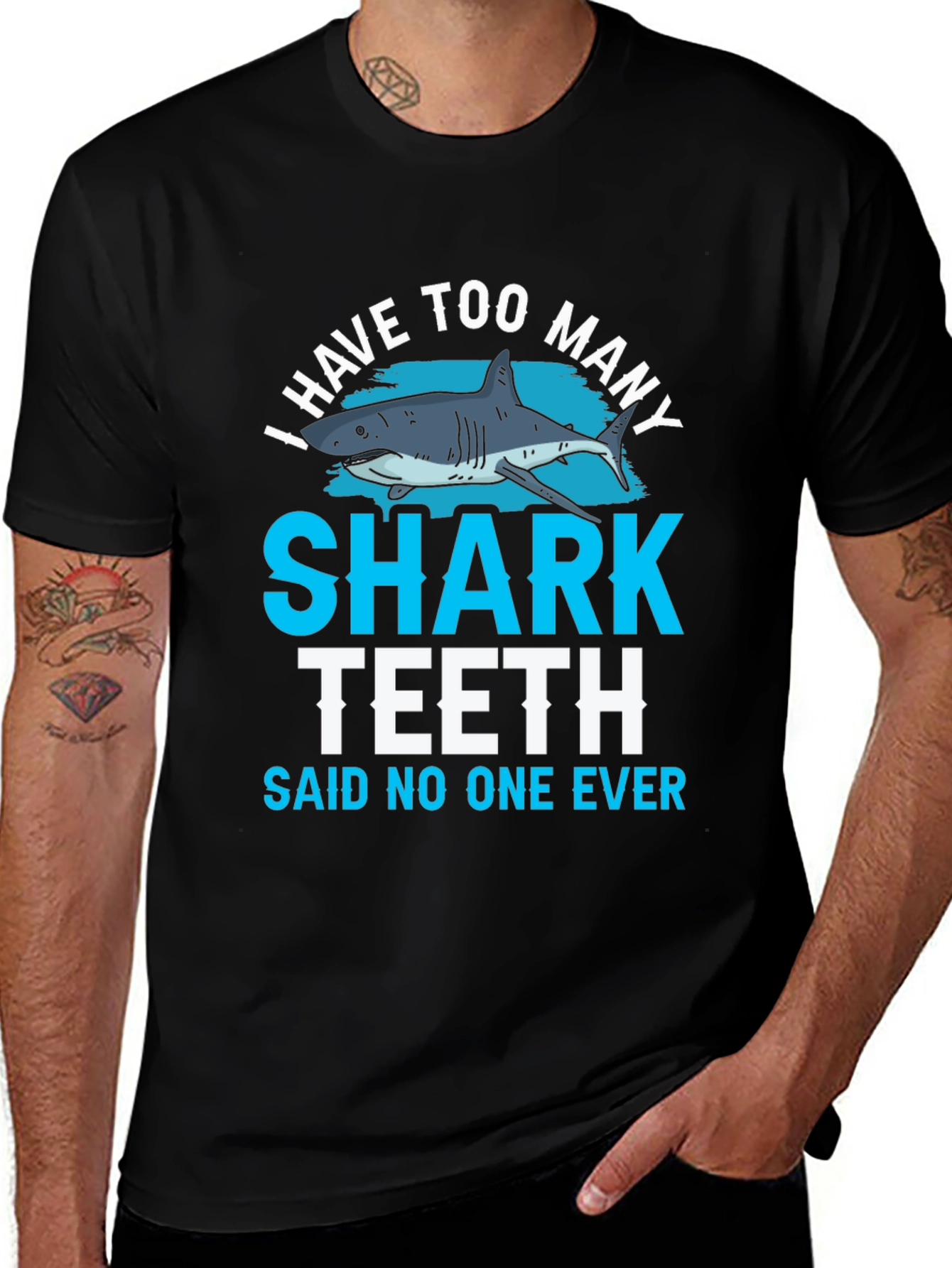 Shark Teeth Graphic T-Shirt - Funny Shark Lover Tee