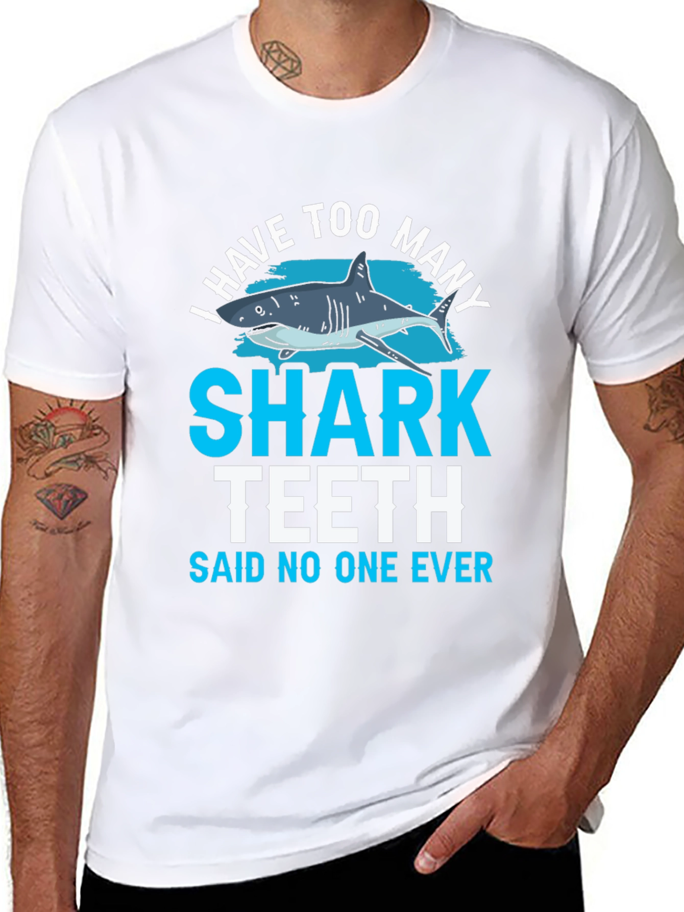 Shark Teeth Graphic T-Shirt - Funny Shark Lover Tee