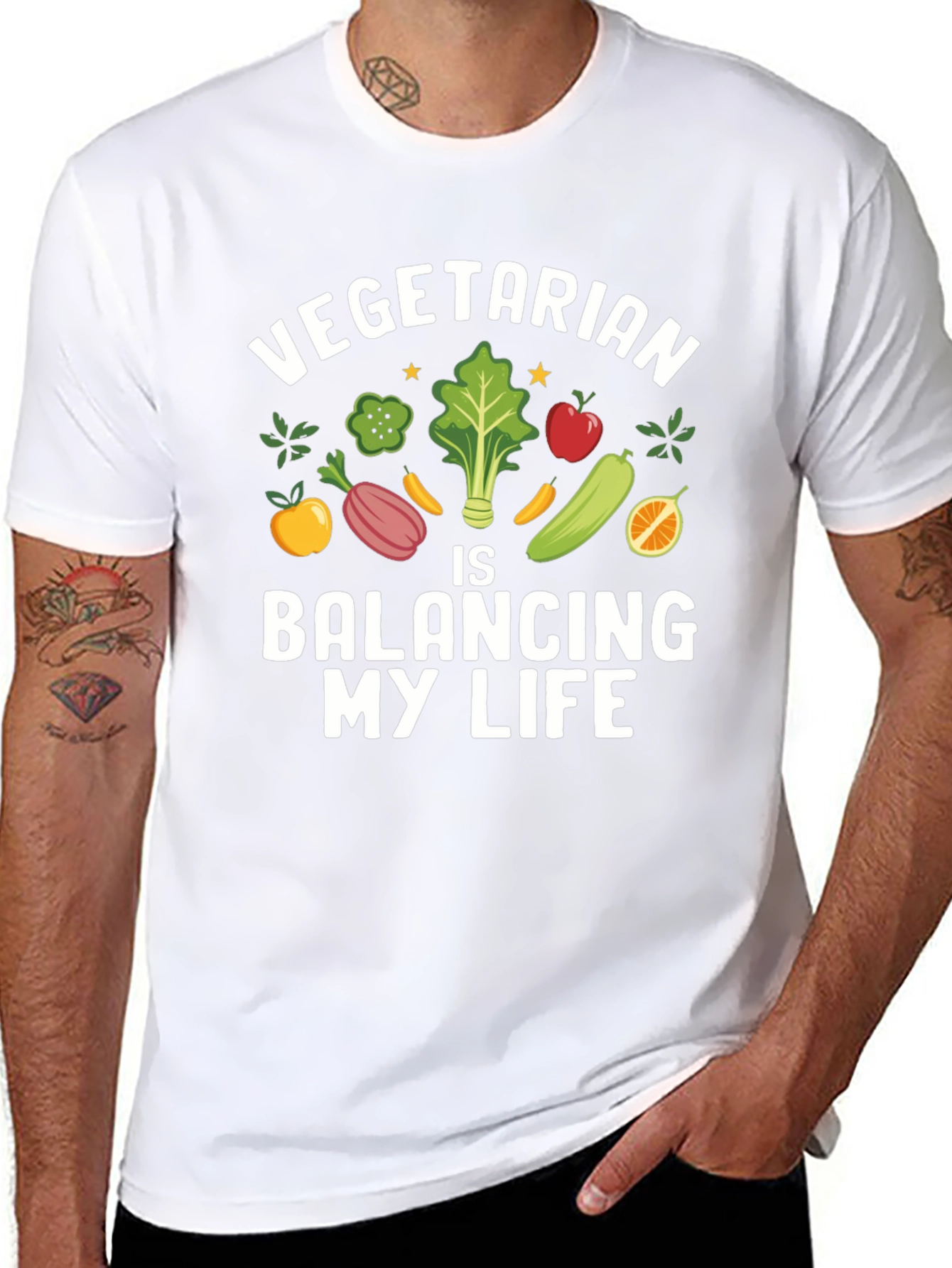 Vegetarian Balancing My Life Graphic Tee