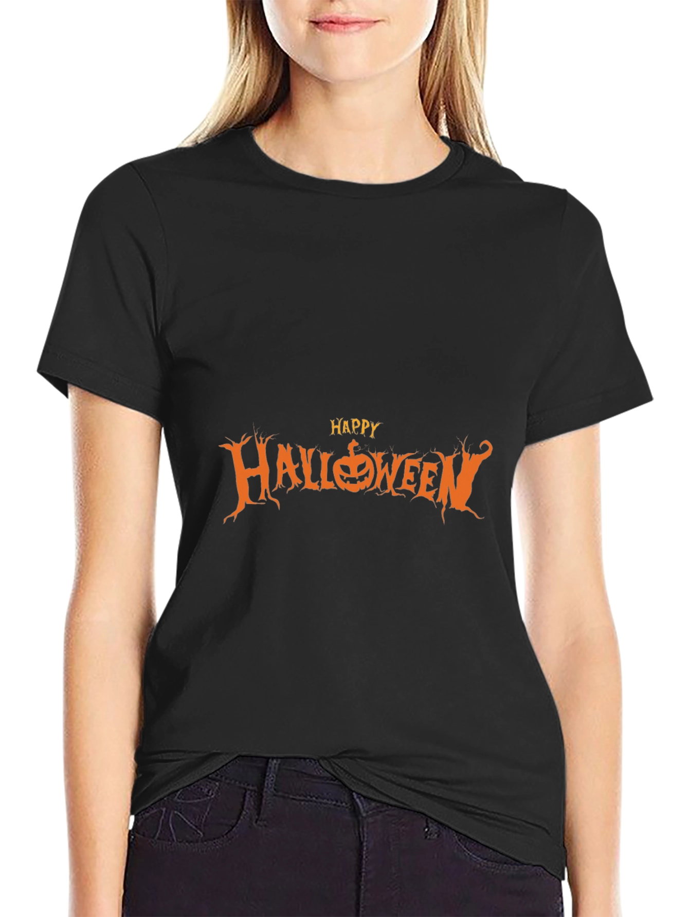 Happy Halloween Graphic Tee - Black