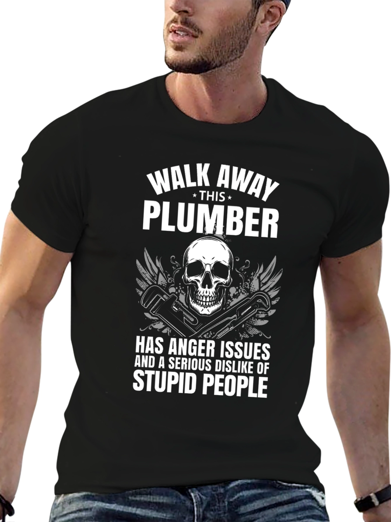 Plumber with Anger Issues Black Graphic T-Shirt