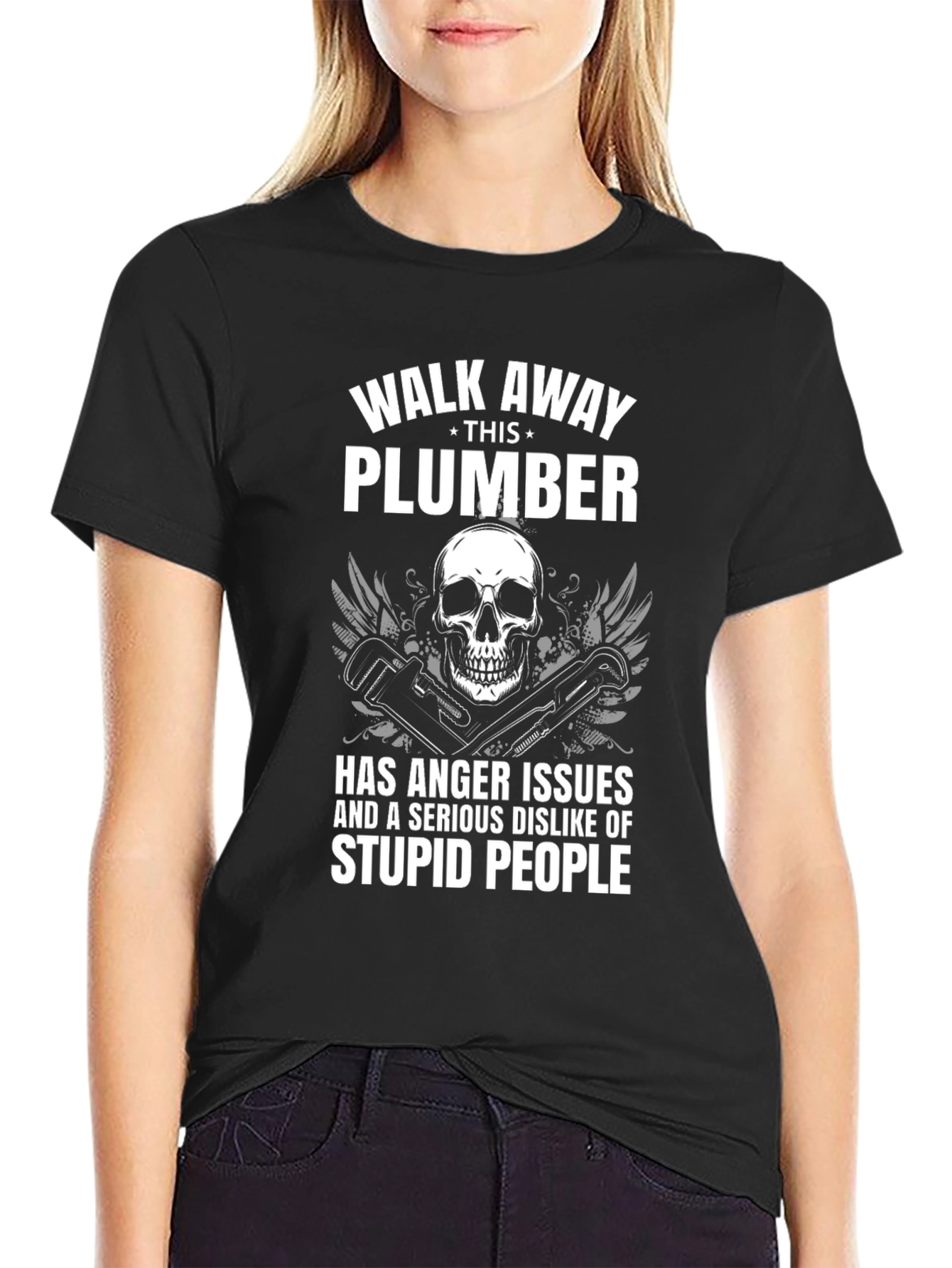 Plumber with Anger Issues Black Graphic T-Shirt