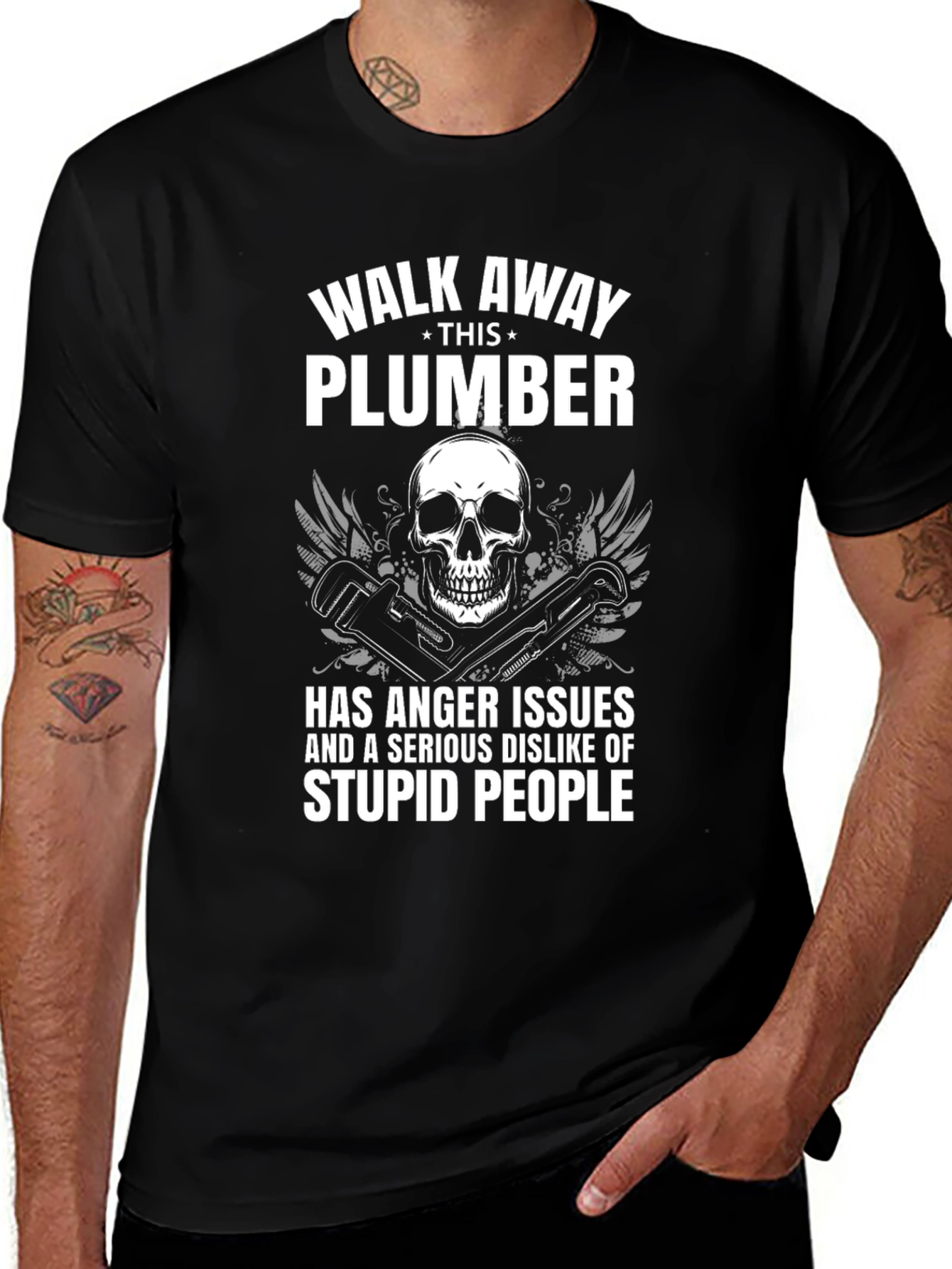 Plumber with Anger Issues Black Graphic T-Shirt