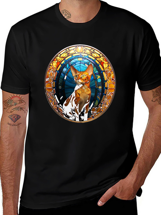 Stained Glass Cat Graphic Tee