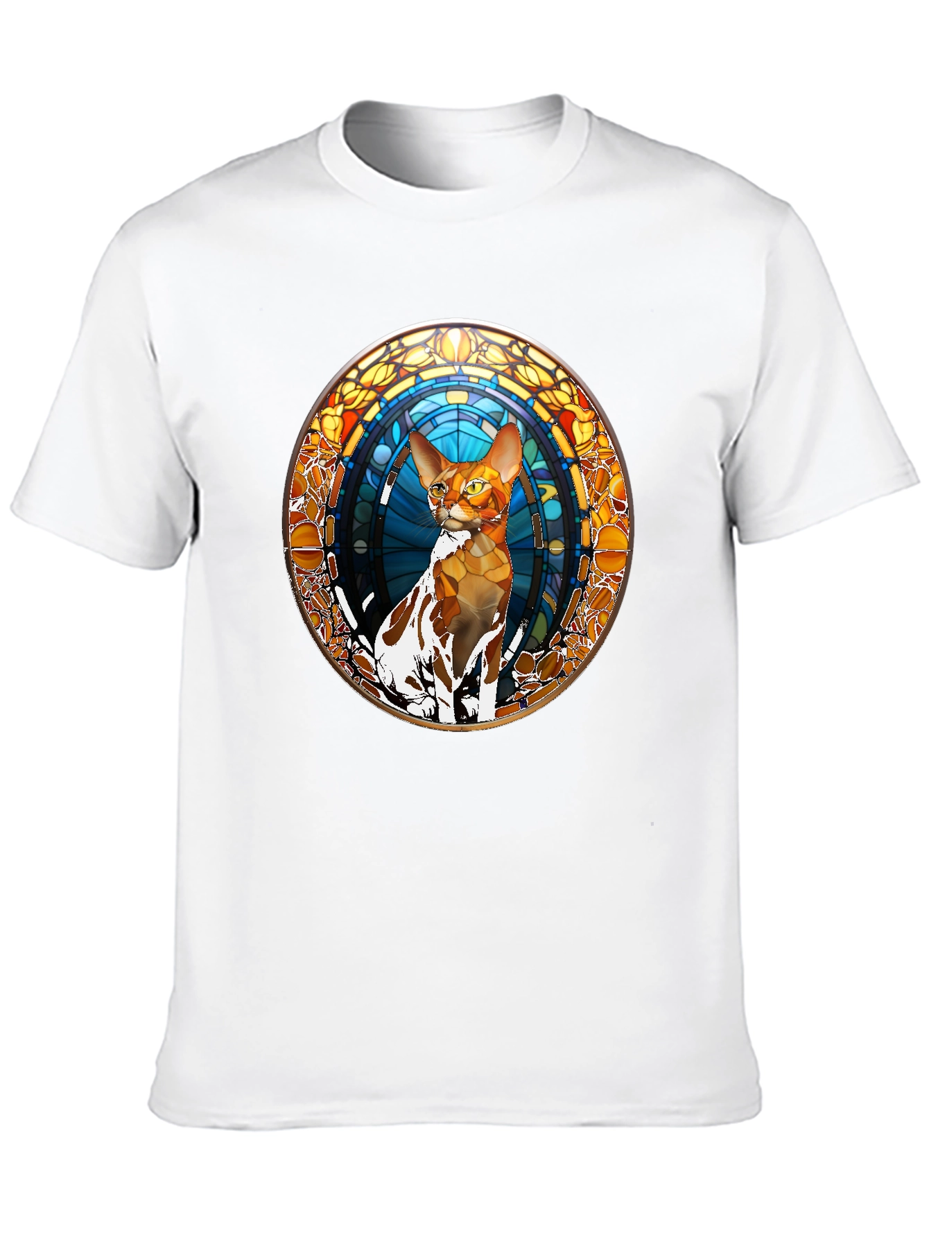 Stained Glass Cat Graphic Tee