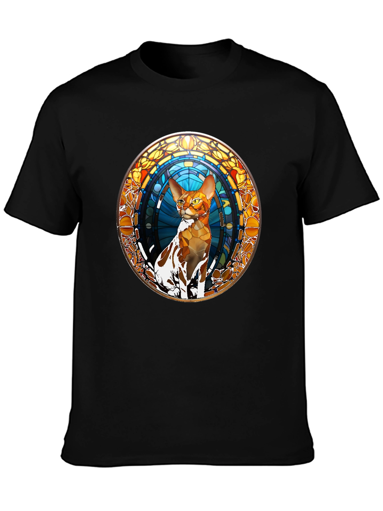 Stained Glass Cat Graphic Tee