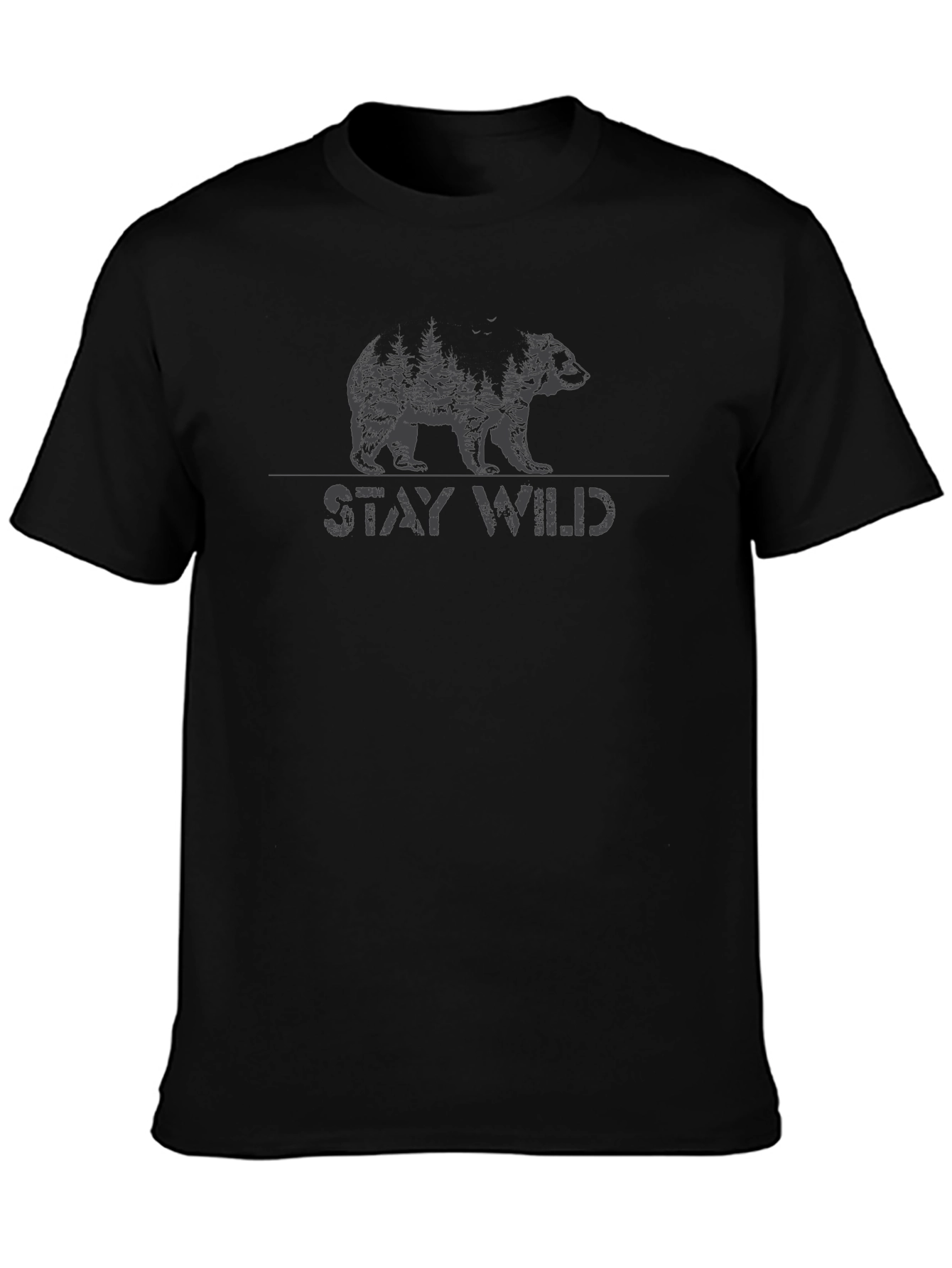 Stay Wild Bear Graphic Black T-Shirt