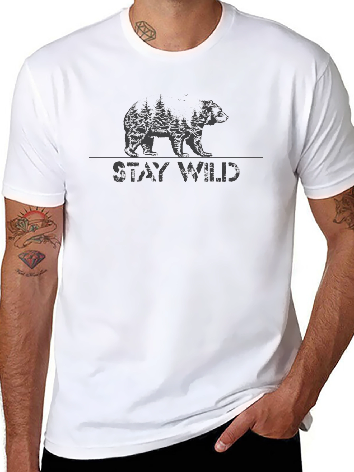 Stay Wild Bear Graphic Black T-Shirt