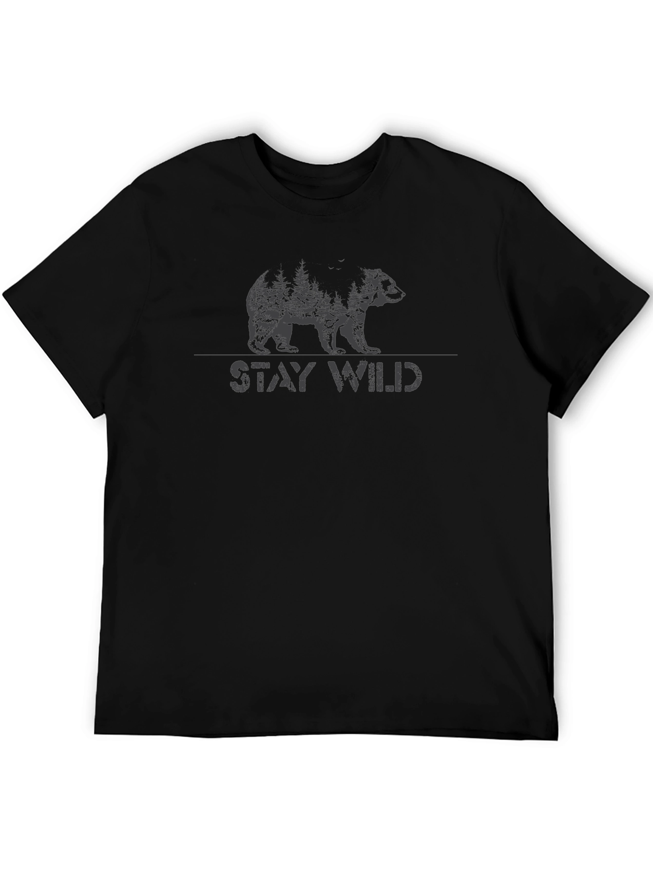 Stay Wild Bear Graphic Black T-Shirt
