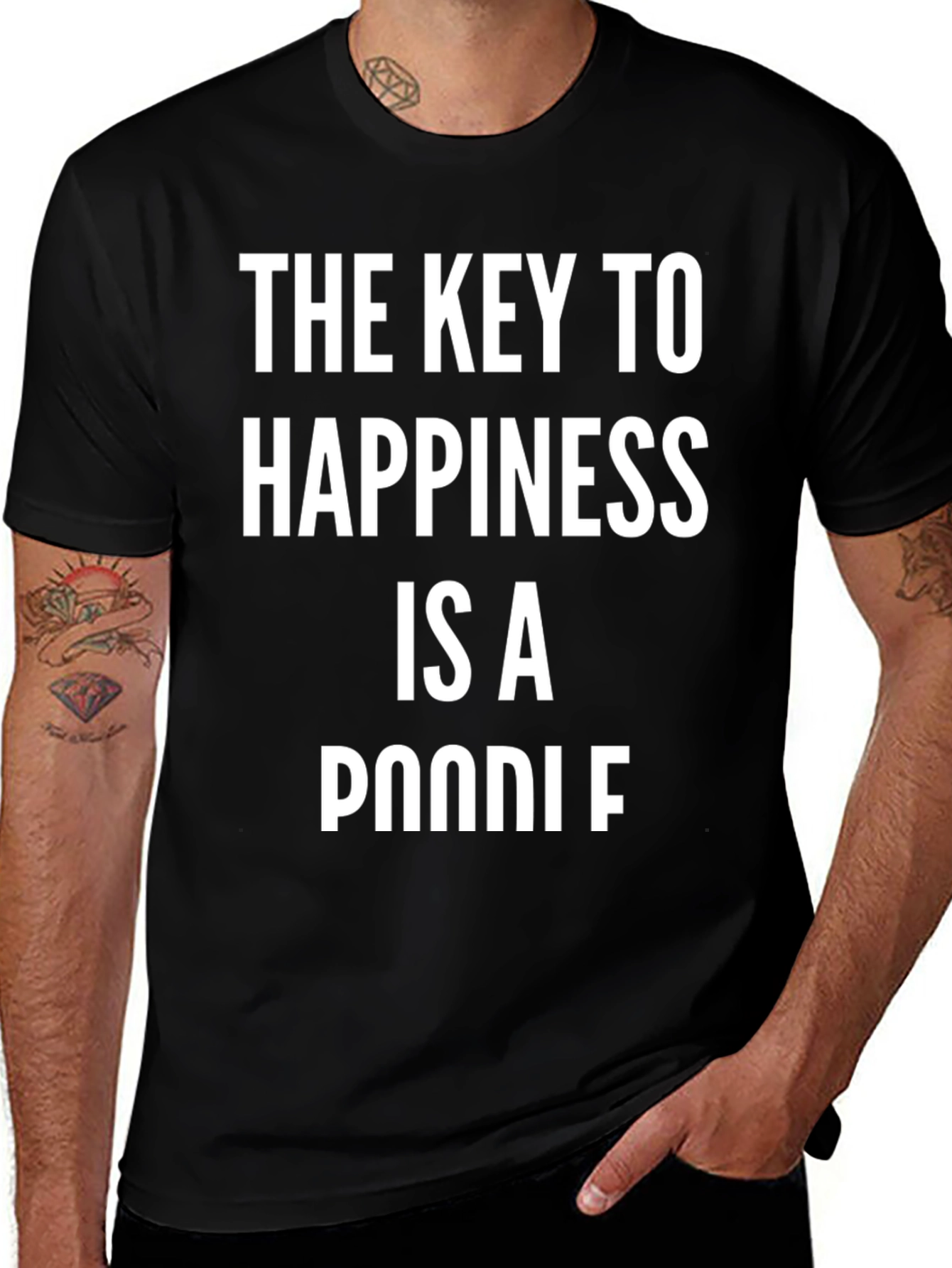 Key to Happiness Poodle Graphic T-Shirt