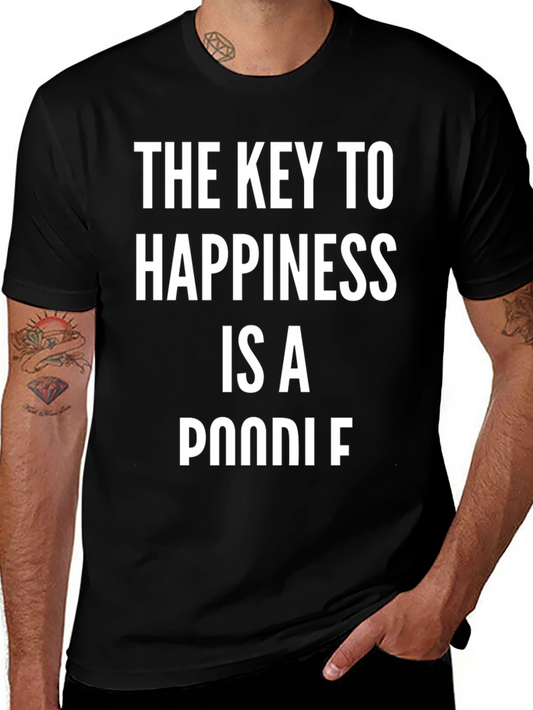 Key to Happiness Poodle Graphic T-Shirt