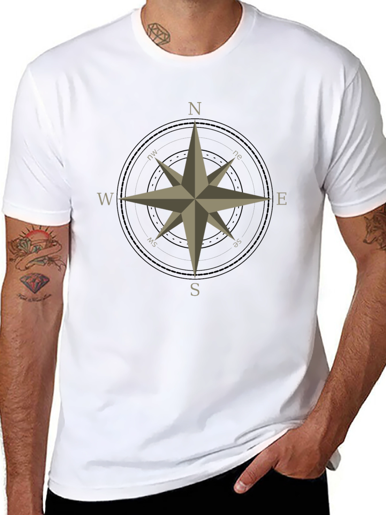 Compass Rose Graphic T-Shirt - Classic Design