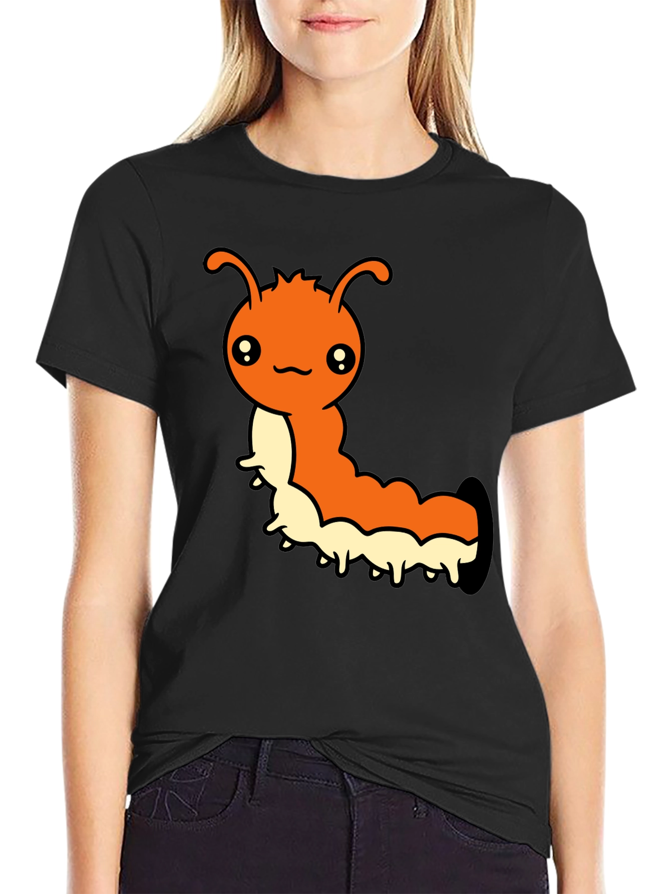 Cute Cartoon Caterpillar Graphic T-Shirt