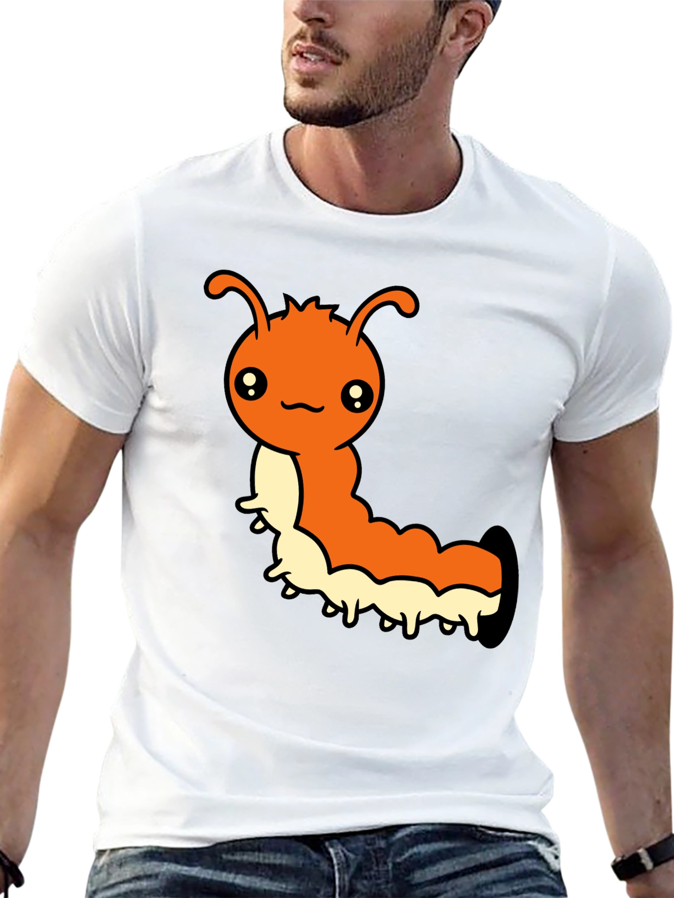 Cute Cartoon Caterpillar Graphic T-Shirt