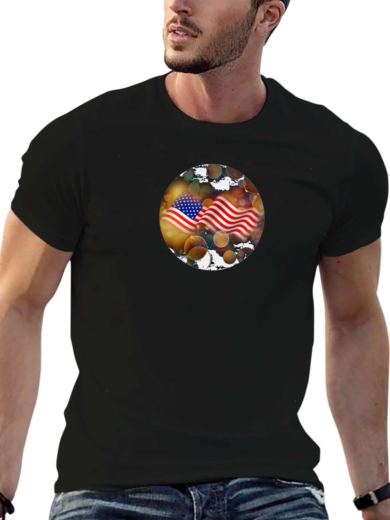 American Flag Graphic Black T-Shirt