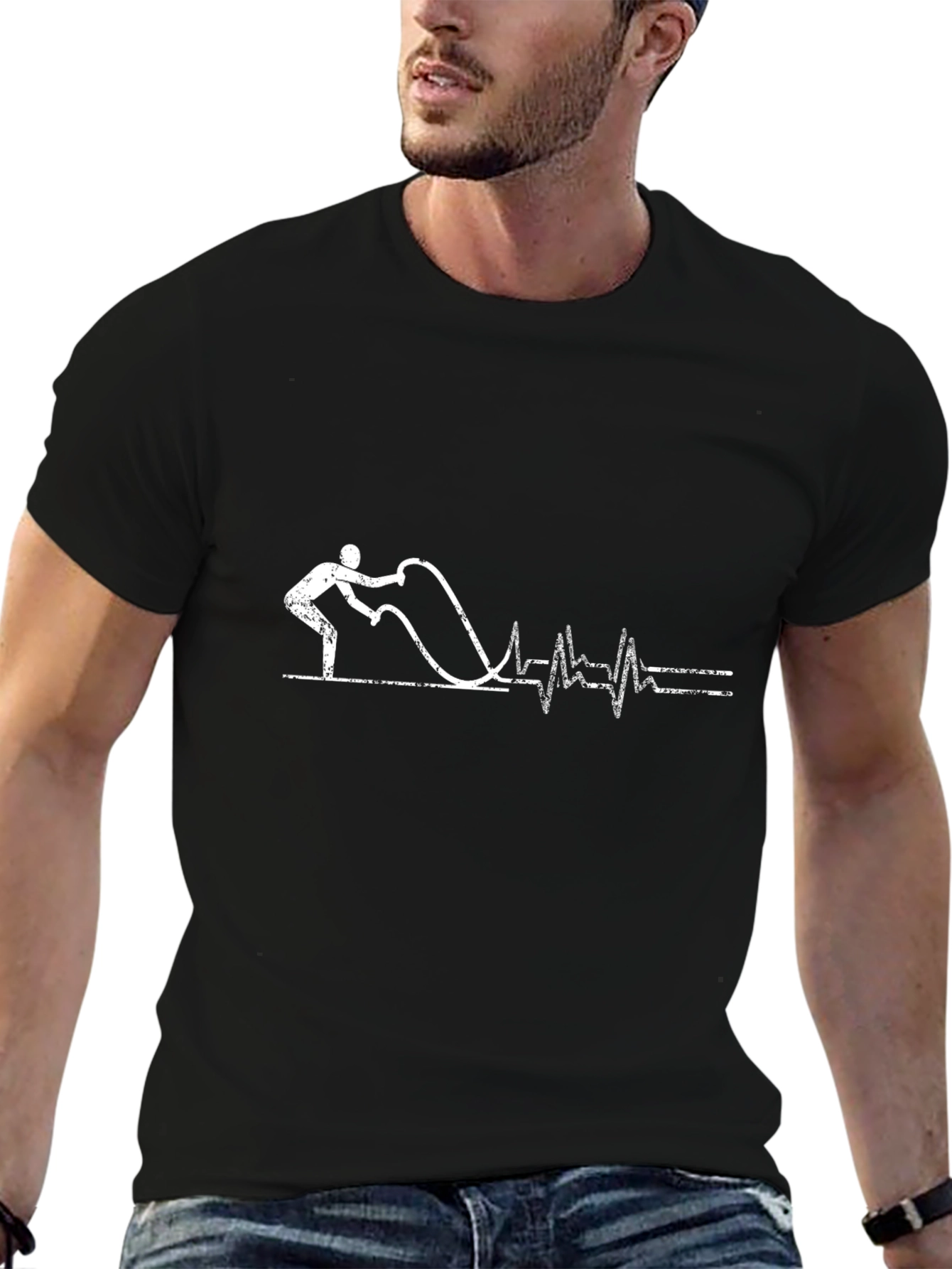Workout Heartbeat T-Shirt - Fitness Rope Design