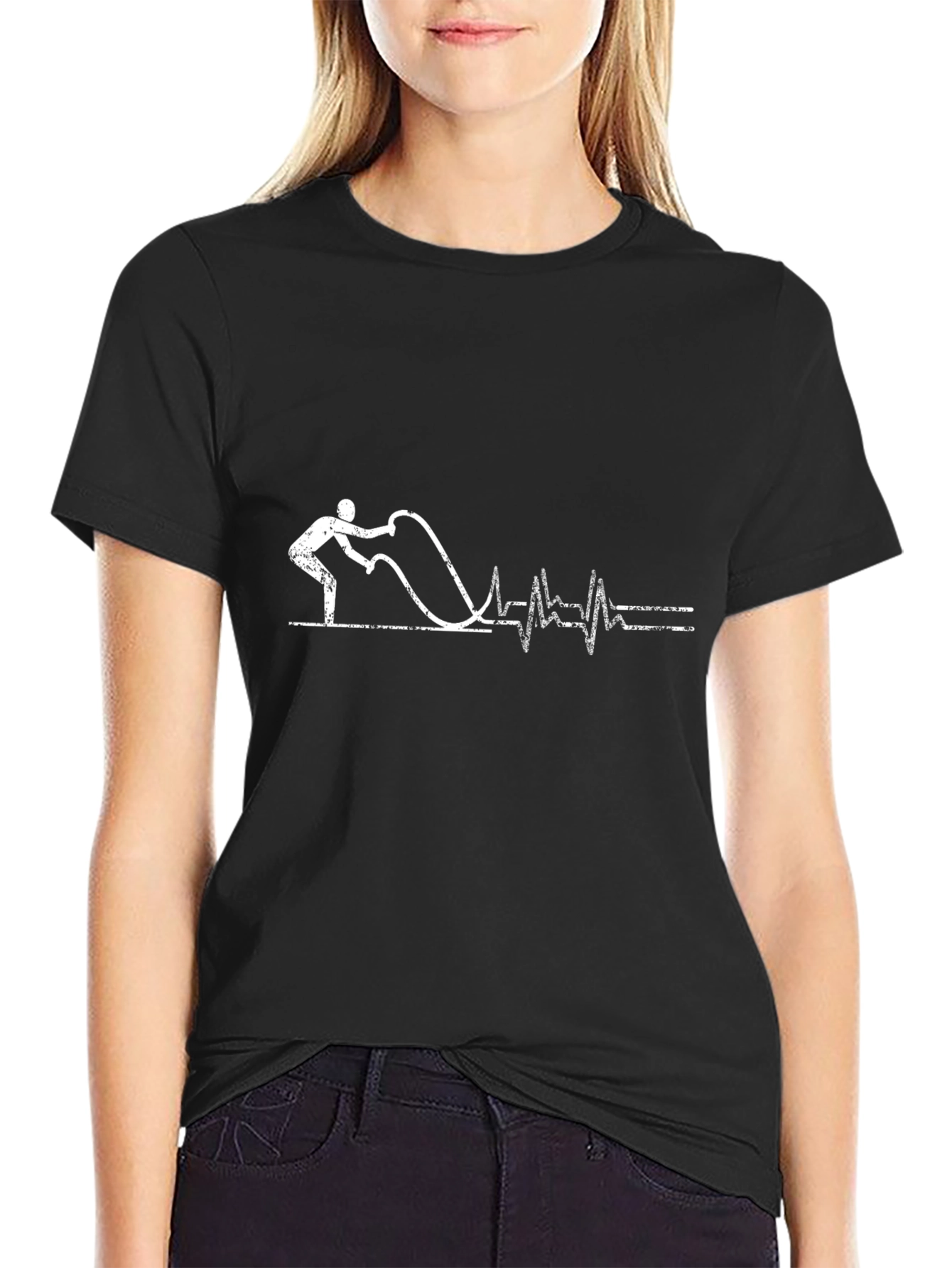 Workout Heartbeat T-Shirt - Fitness Rope Design