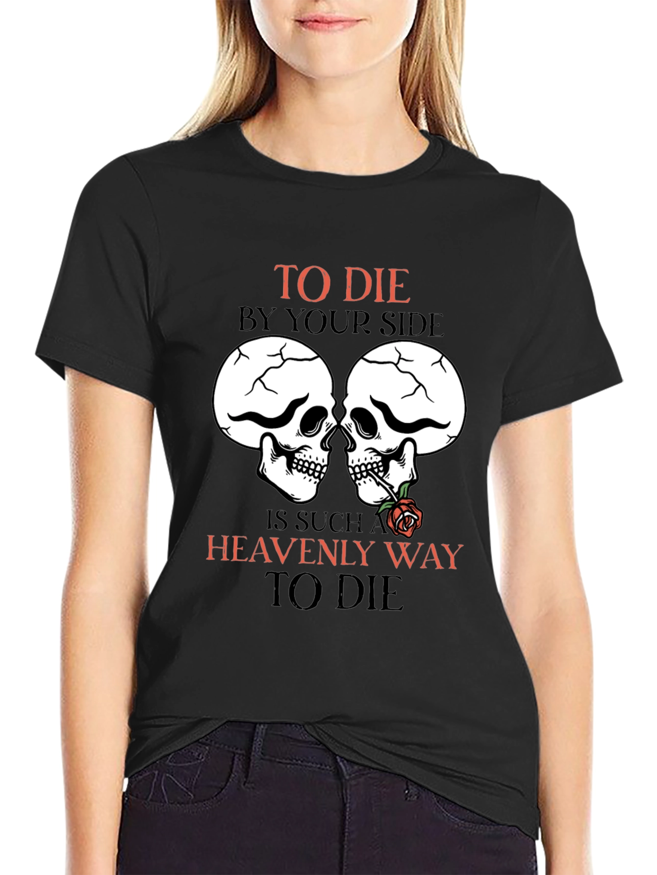 Skull & Rose Graphic Tee - Romantic Goth Style