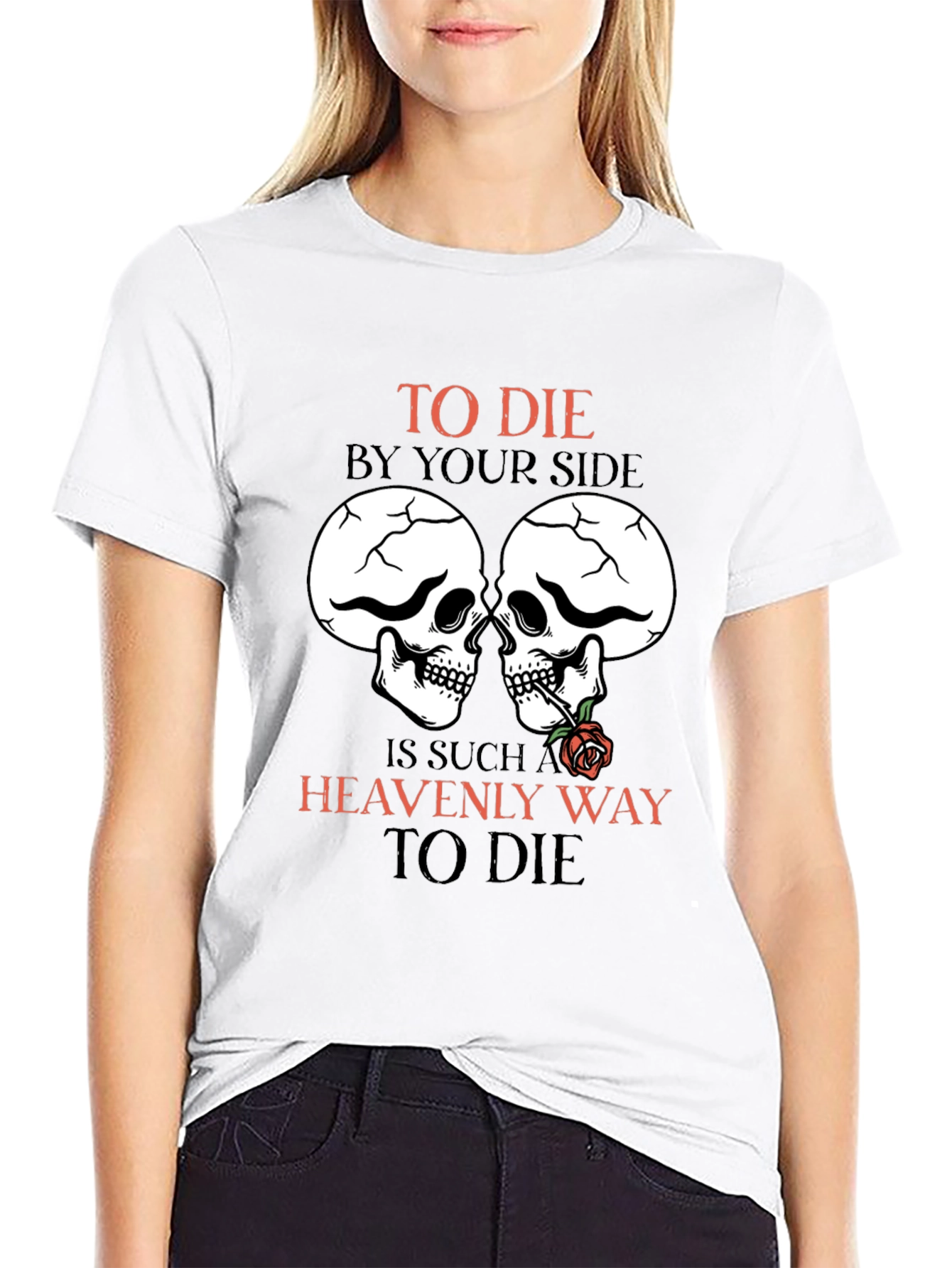 Skull & Rose Graphic Tee - Romantic Goth Style