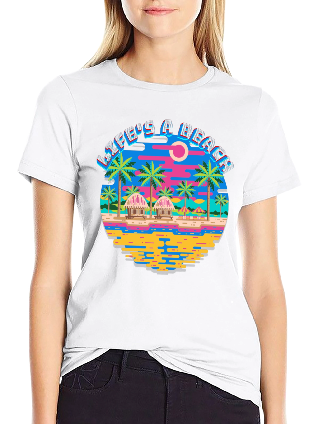 Lifes a Beach Graphic Tee - Tropical Getaway Shirt