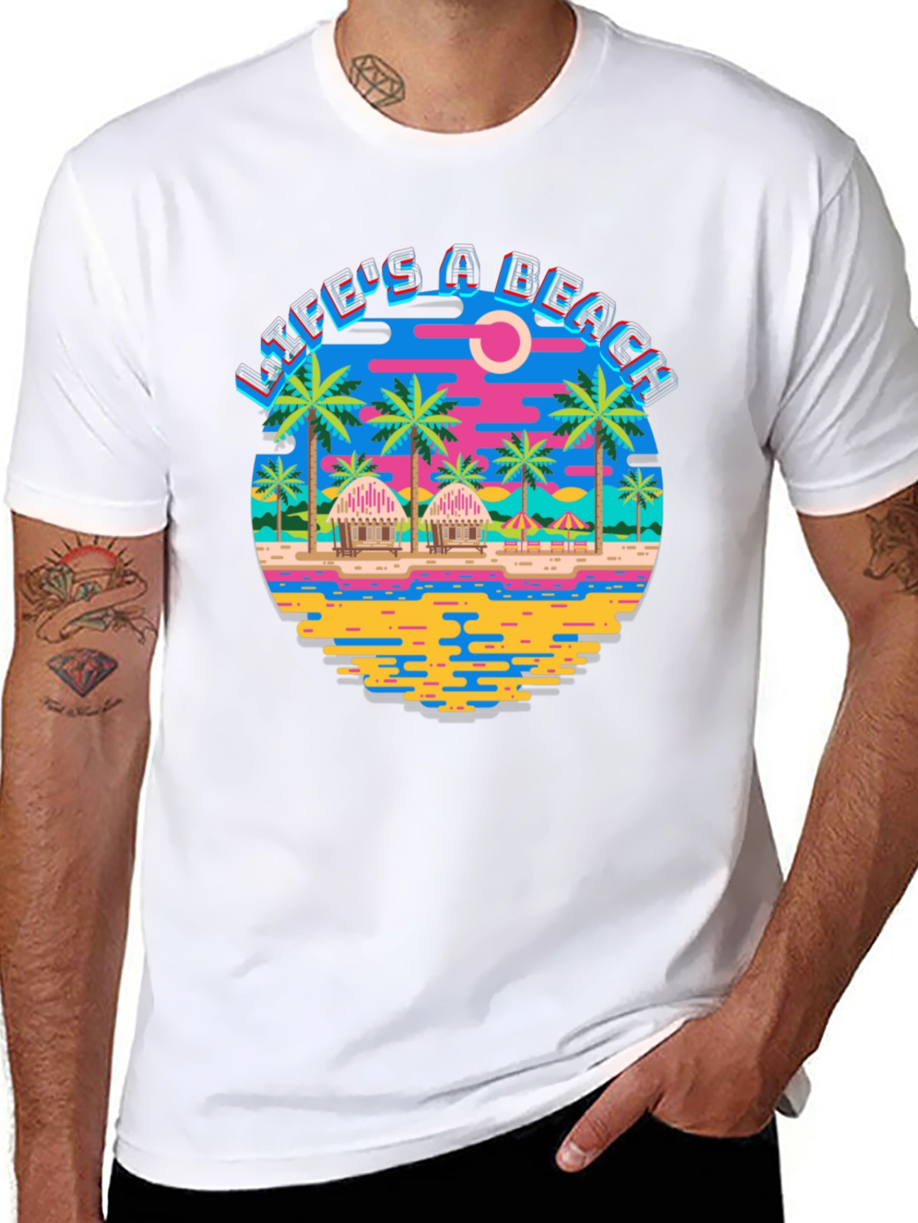 Lifes a Beach Graphic Tee - Tropical Getaway Shirt