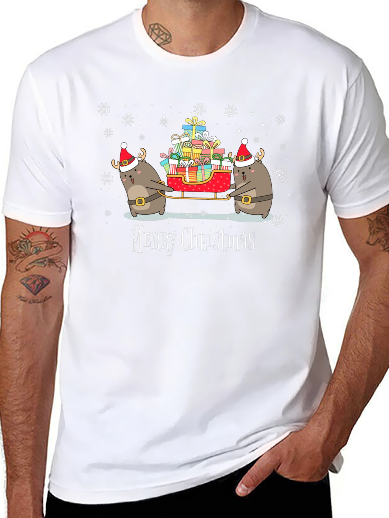 Festive Holiday Black Graphic T-Shirt
