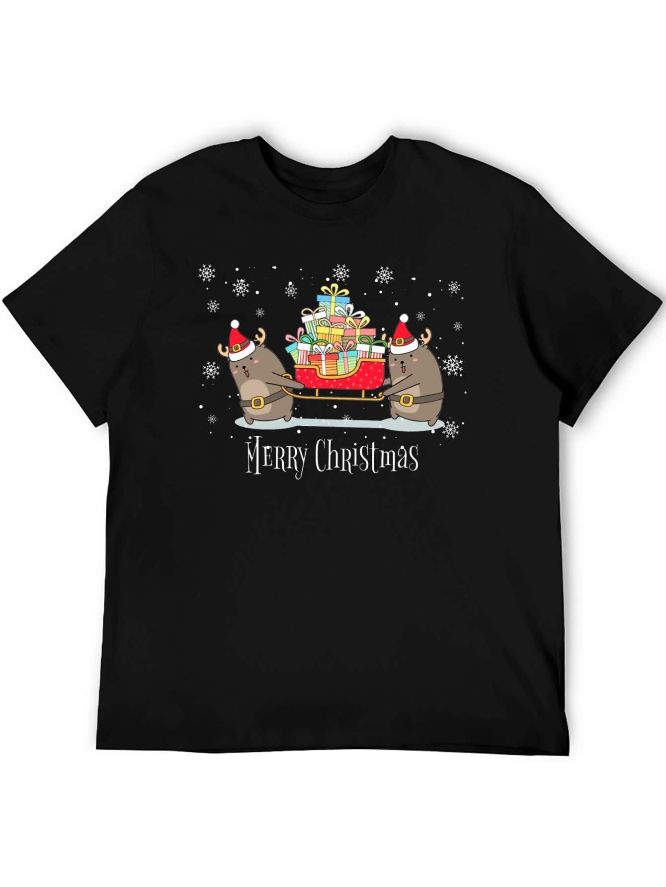 Festive Holiday Black Graphic T-Shirt