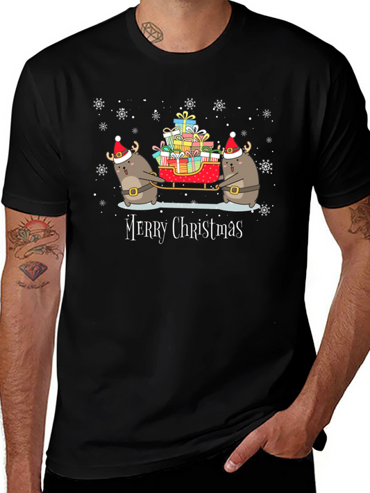 Festive Holiday Black Graphic T-Shirt