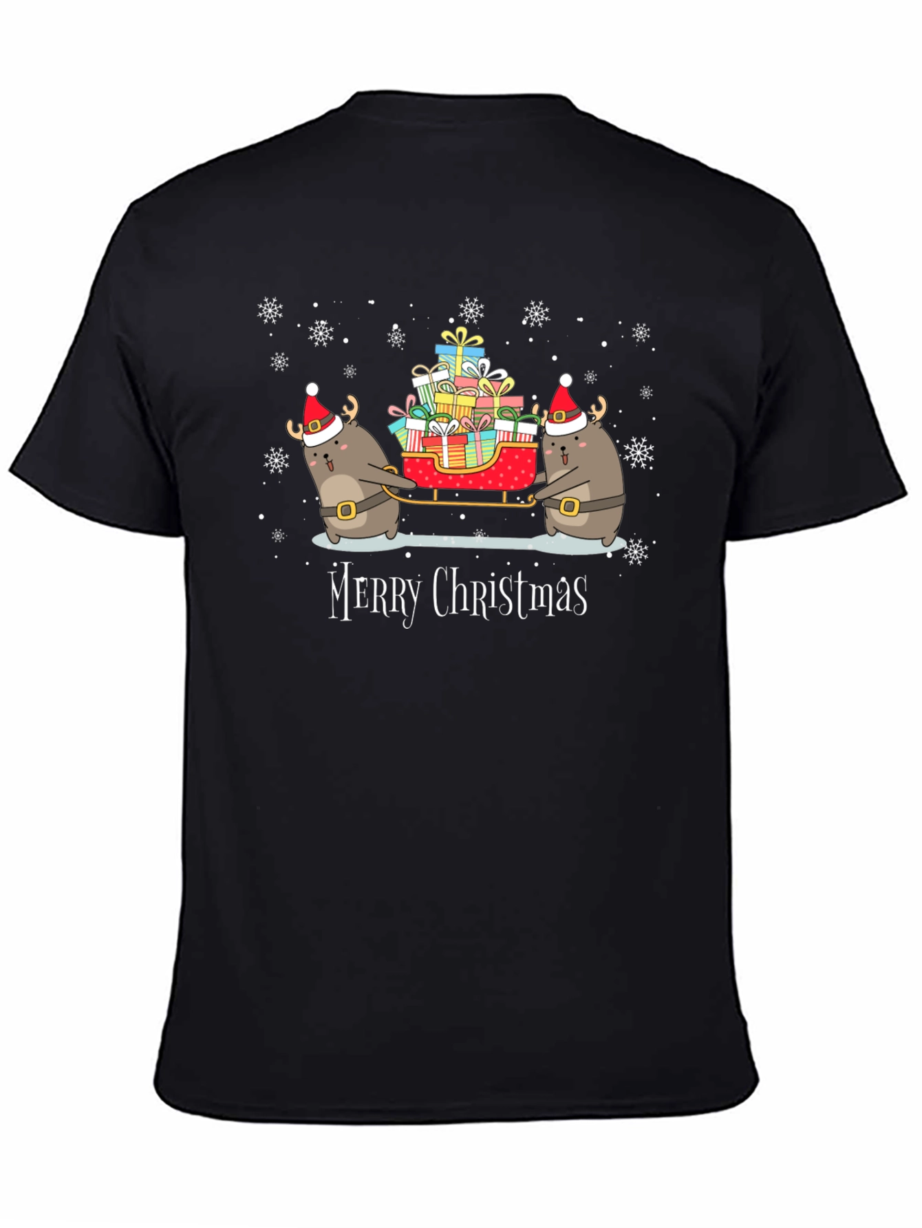 Festive Holiday Black Graphic T-Shirt