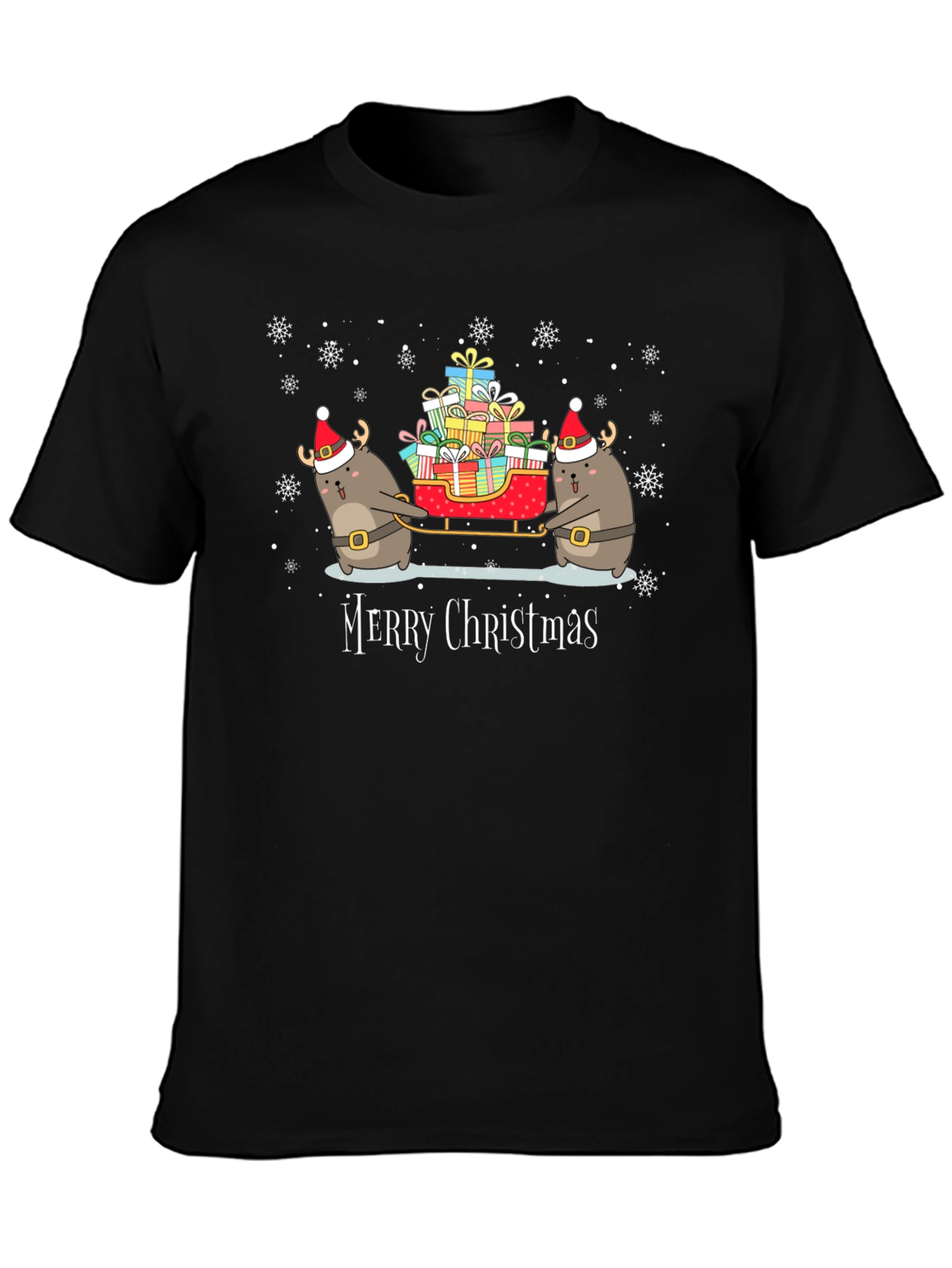 Festive Holiday Black Graphic T-Shirt