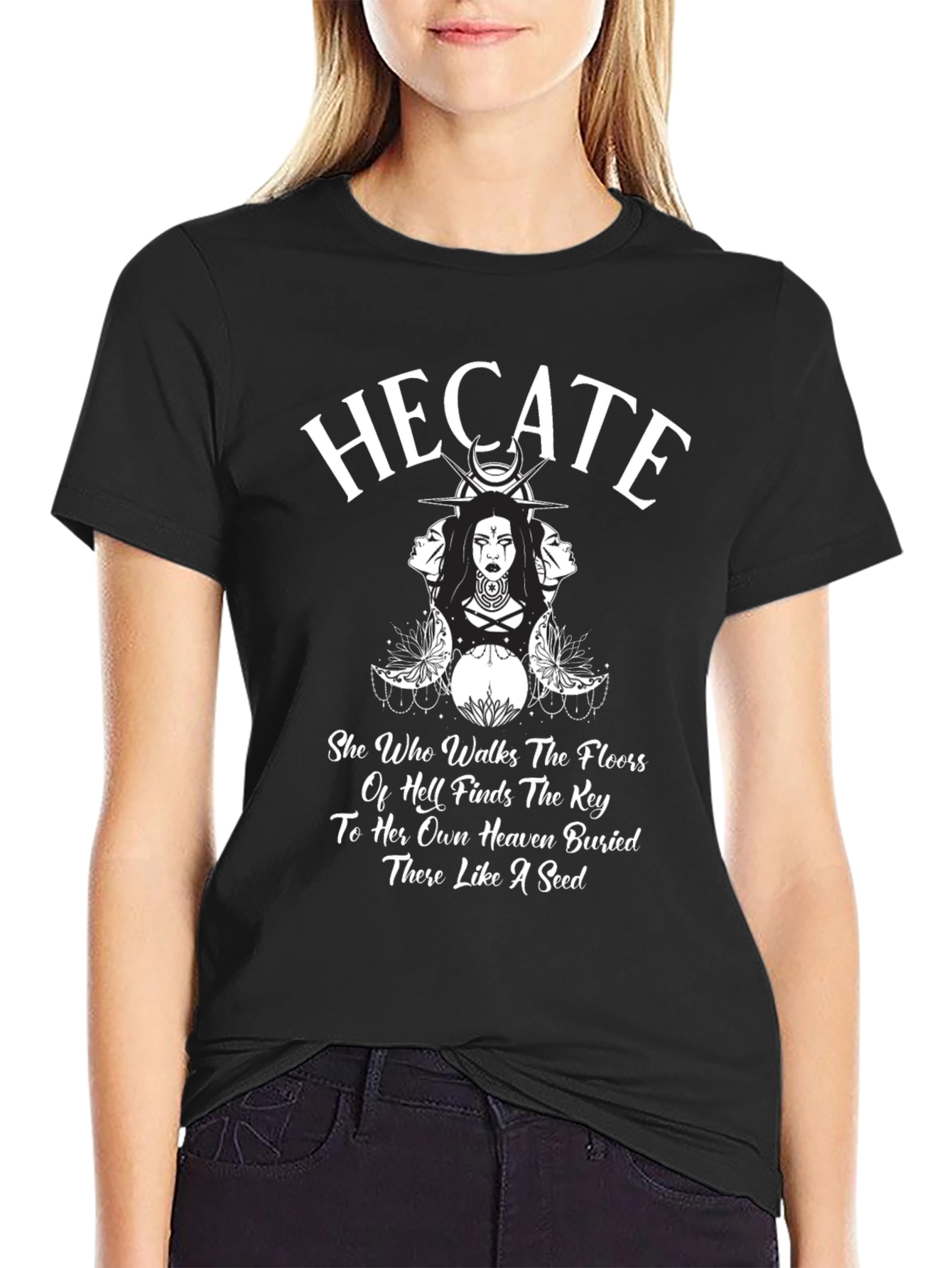 Hecate Witchcraft T-Shirt Black Cotton